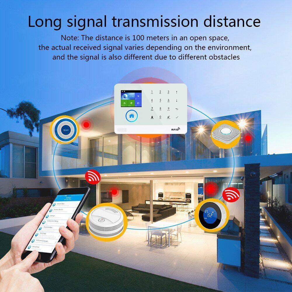 V05 Tuya APP WiFi 4G/3G Wireless Home Security Alarm Burglar System+RFID Access