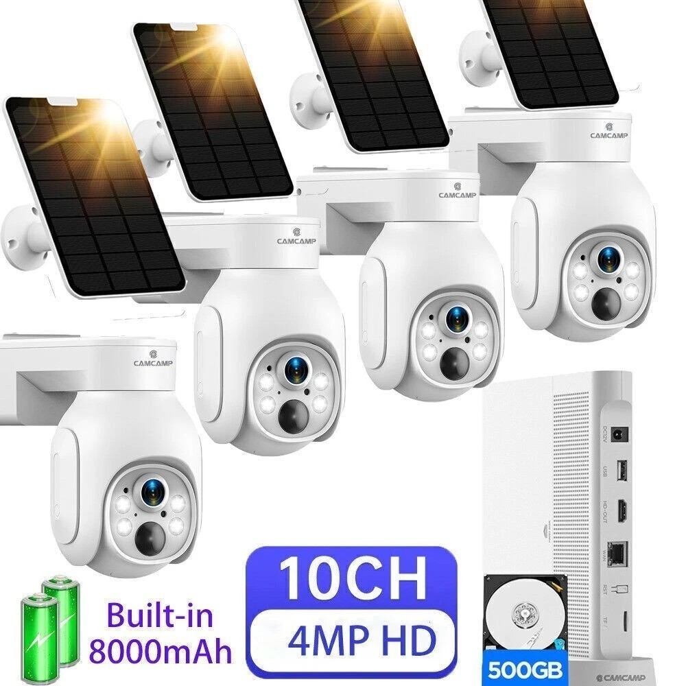 CAMCAMP 2K Wireless Outdoor Solar Security Camera System Smart Motion Detection