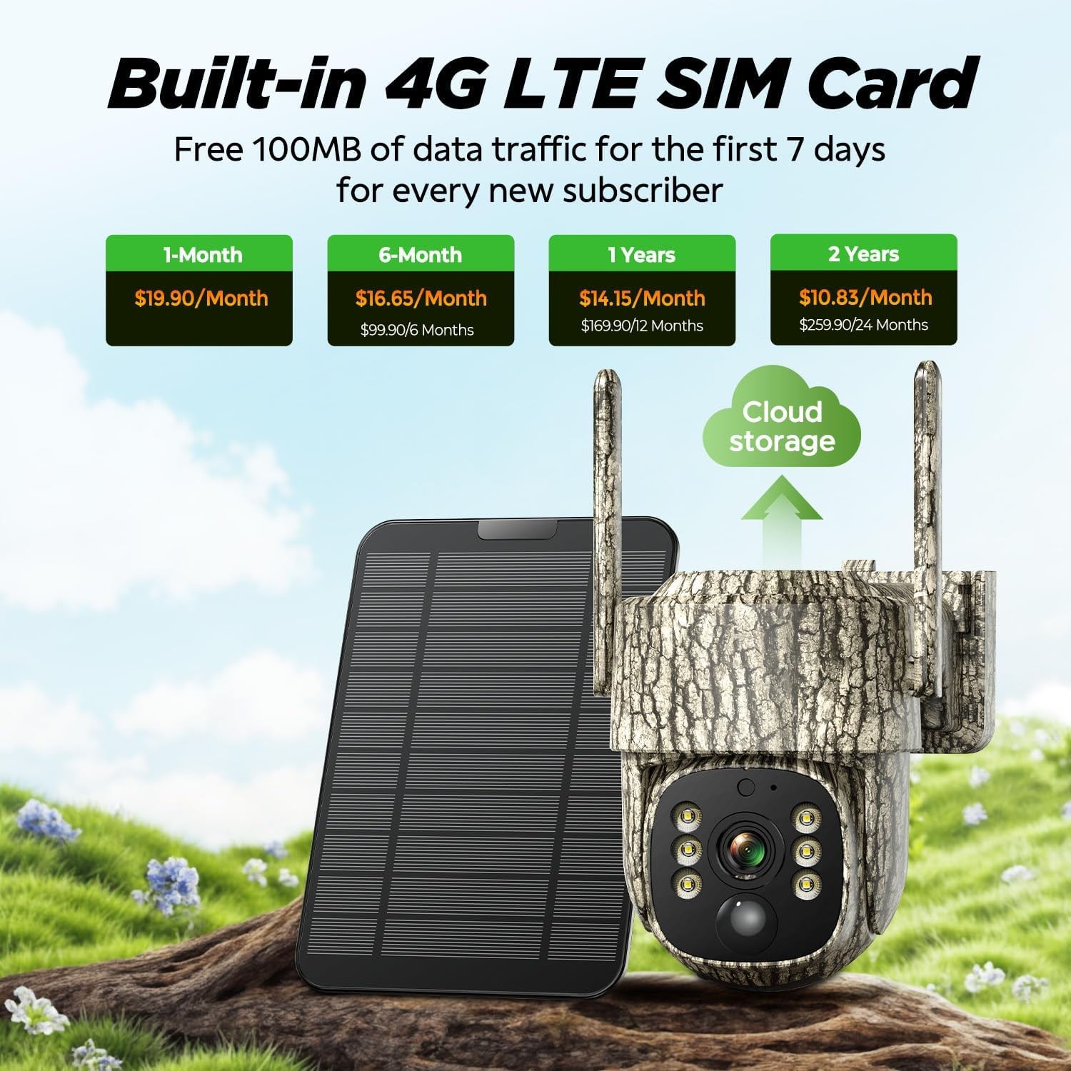 Voopeak TC32 4G Trail Camera 2.5K Solar PTZ Security Cam Hunting Wildlife 2 Pack