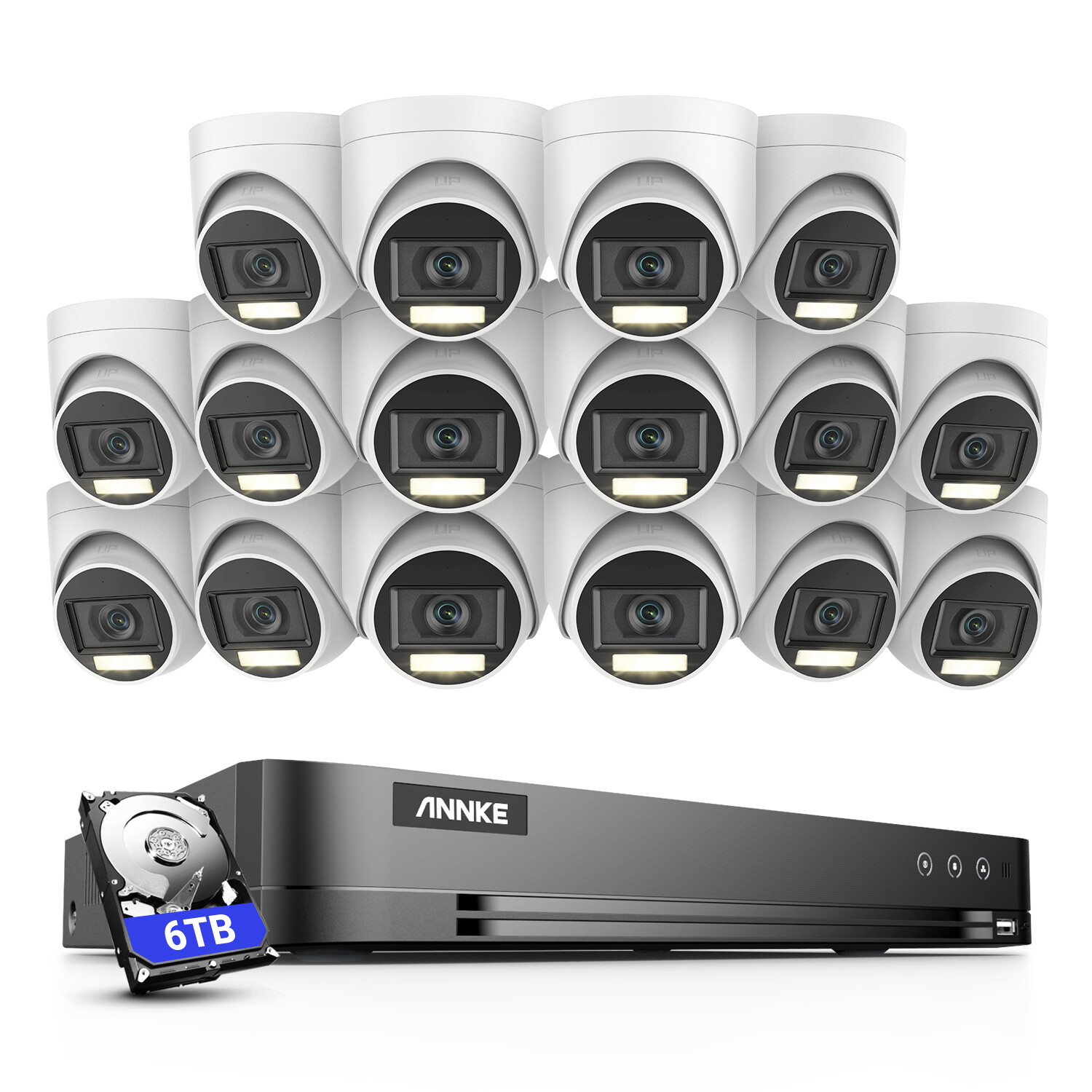 ANNKE 16CH 4K DVR 5MP Audio Security Camera System AI Outdoor Color Night Vision