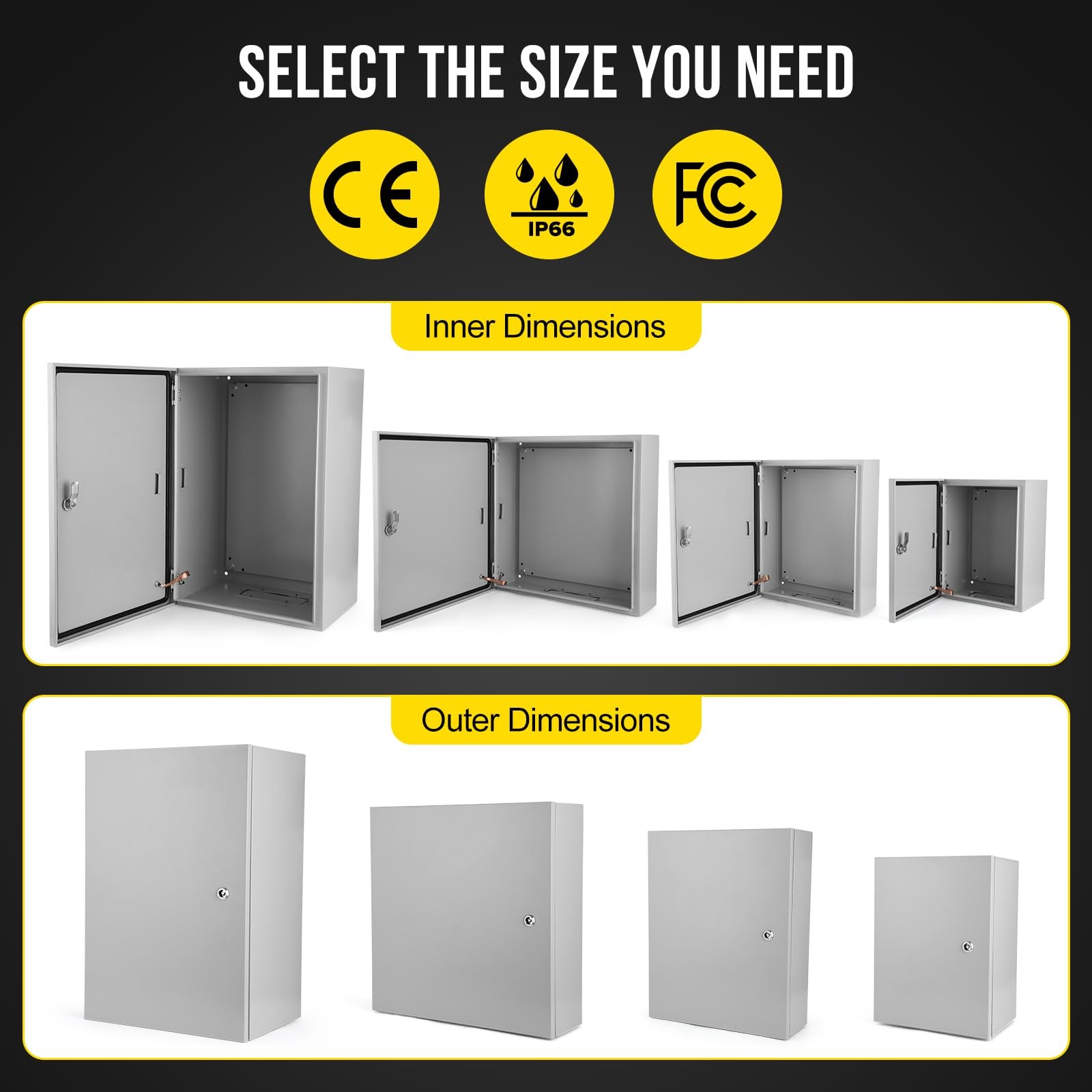 Electrical Box, 24x24x8 NEMA 4X Steel 24*24*8, Gray white
