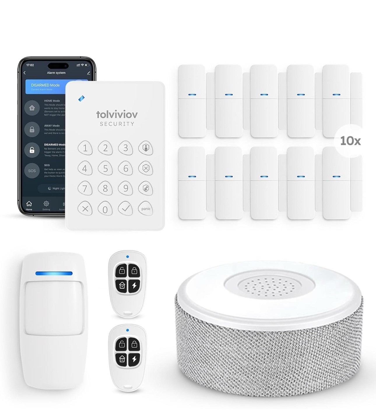 Alarm System for Home Security, Door Alarm Systems, App Alerts, 15Piece Kit, No