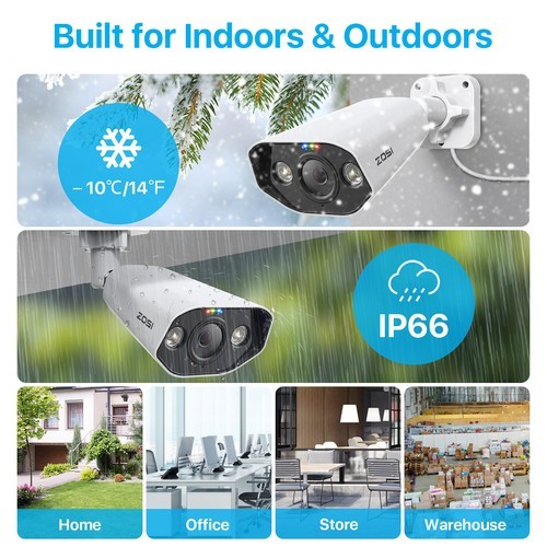ZOSI 8CH/16CH 4K 8MP POE Security Camera System H.265+ AI Detect Audio 4TB HDD