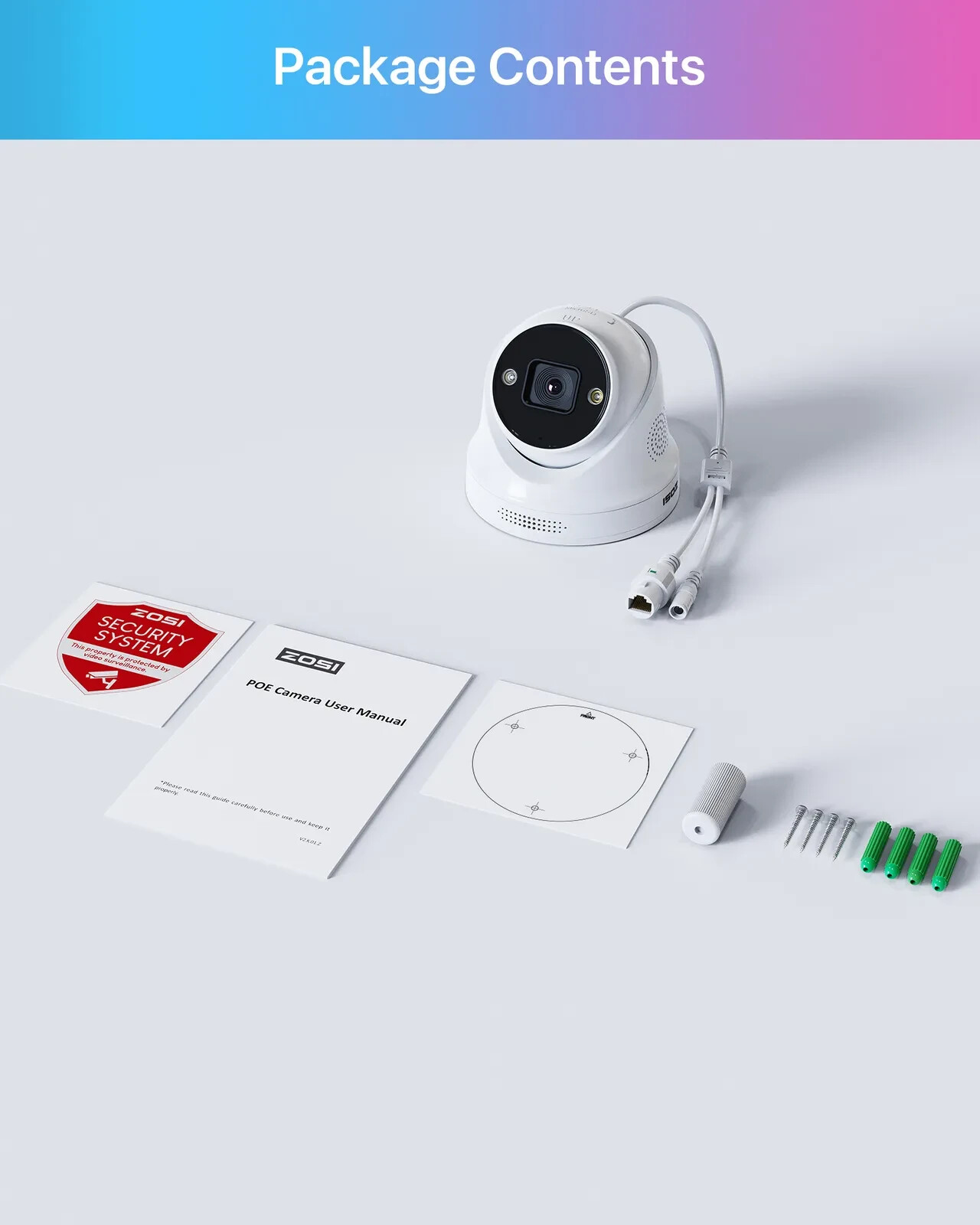 ZOSI 4K PoE Night Vision Only work with ZOSI PoE NVR Outdoor Security Camera