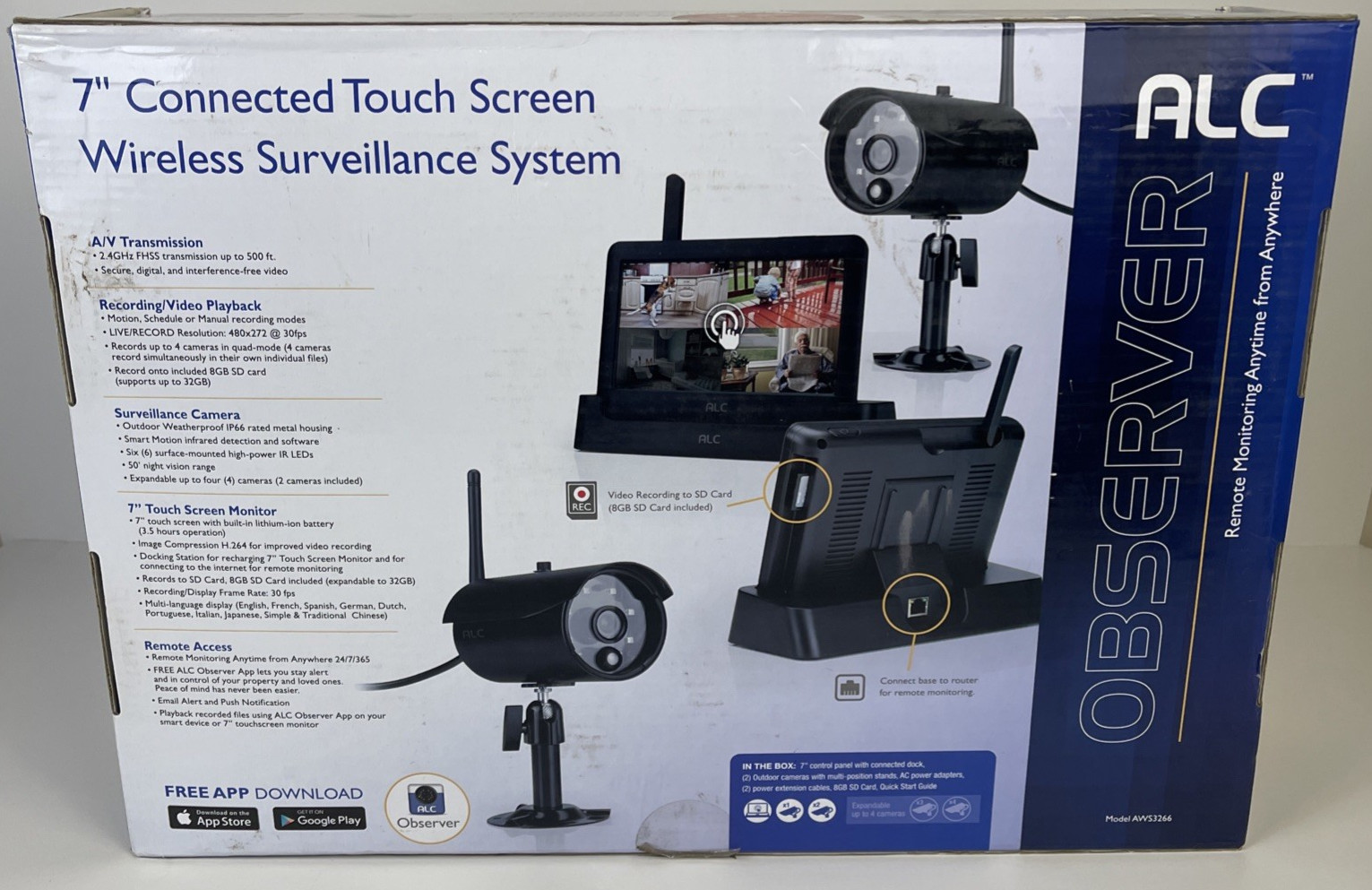 ALC Smart Home Security Camera System Kit With 7” Touch Screen Wireless AWS3266