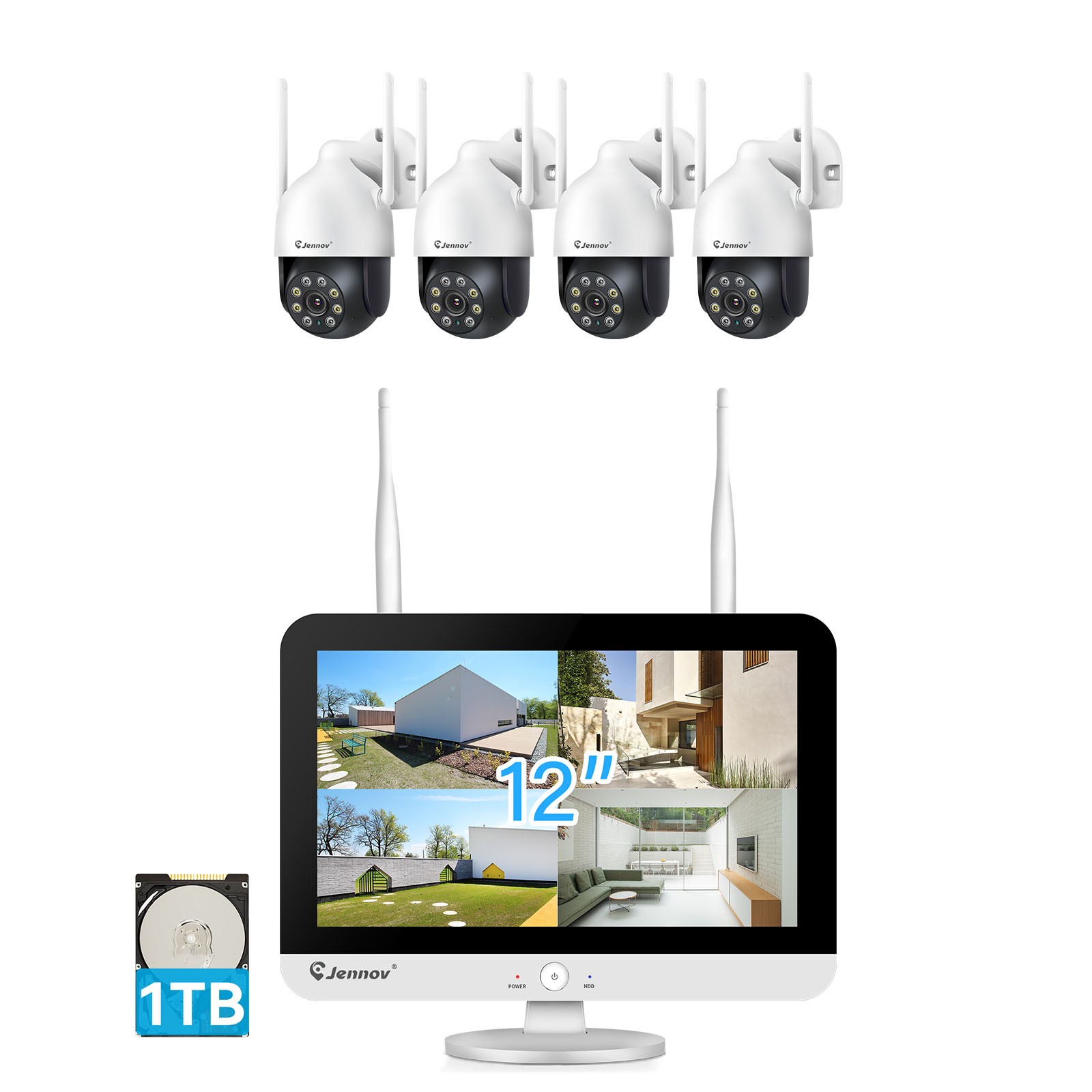 5MP Wireless Home PTZ IP Security Camera System WiFi Outdoor 1TB 10CH Monitor