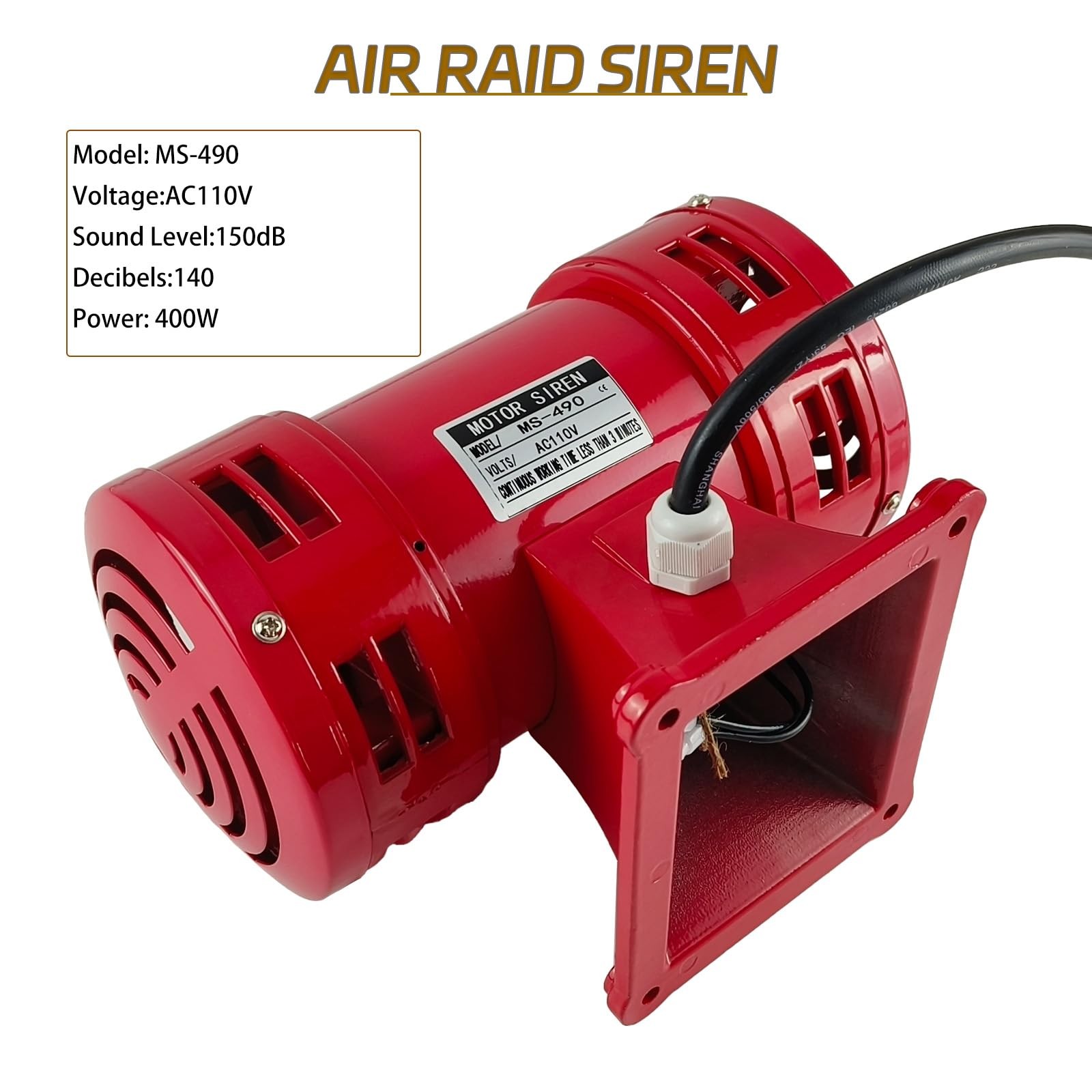 Raid Siren,110V Siren Alarm 150db 60HZ,Industry Electric Motor Driven Siren,S…