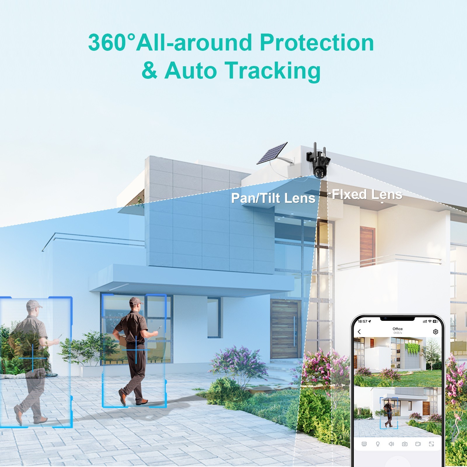 5G Wifi Solar Powered Security 8MP Wireless Camera PTZ Waterproof Surveillance