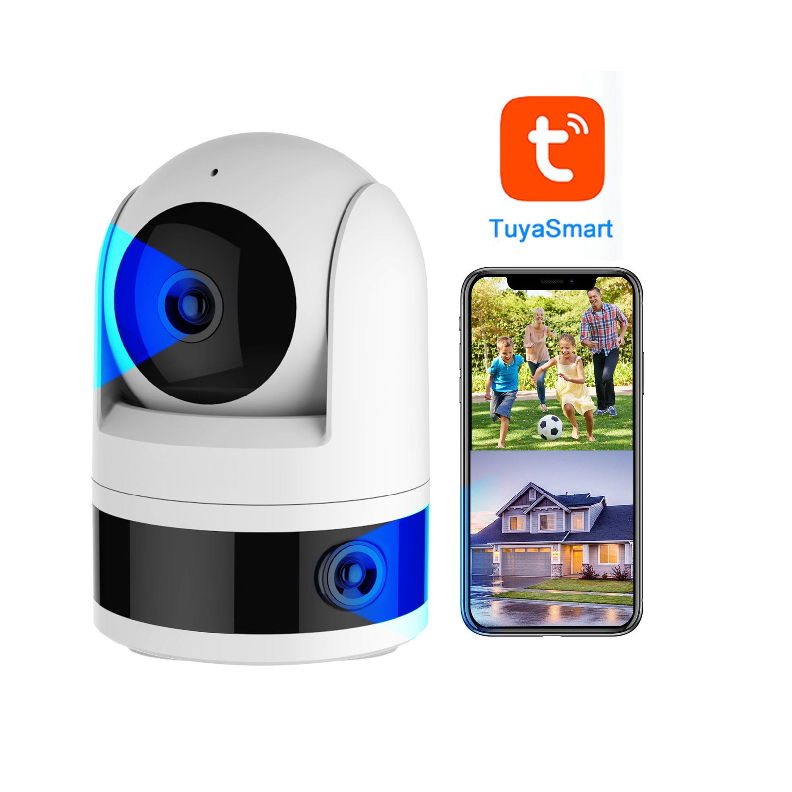 Dual Lens Tuya Smart Security Camera 3K 6MP Pet Dog Camera Baby Monitor AI Auto