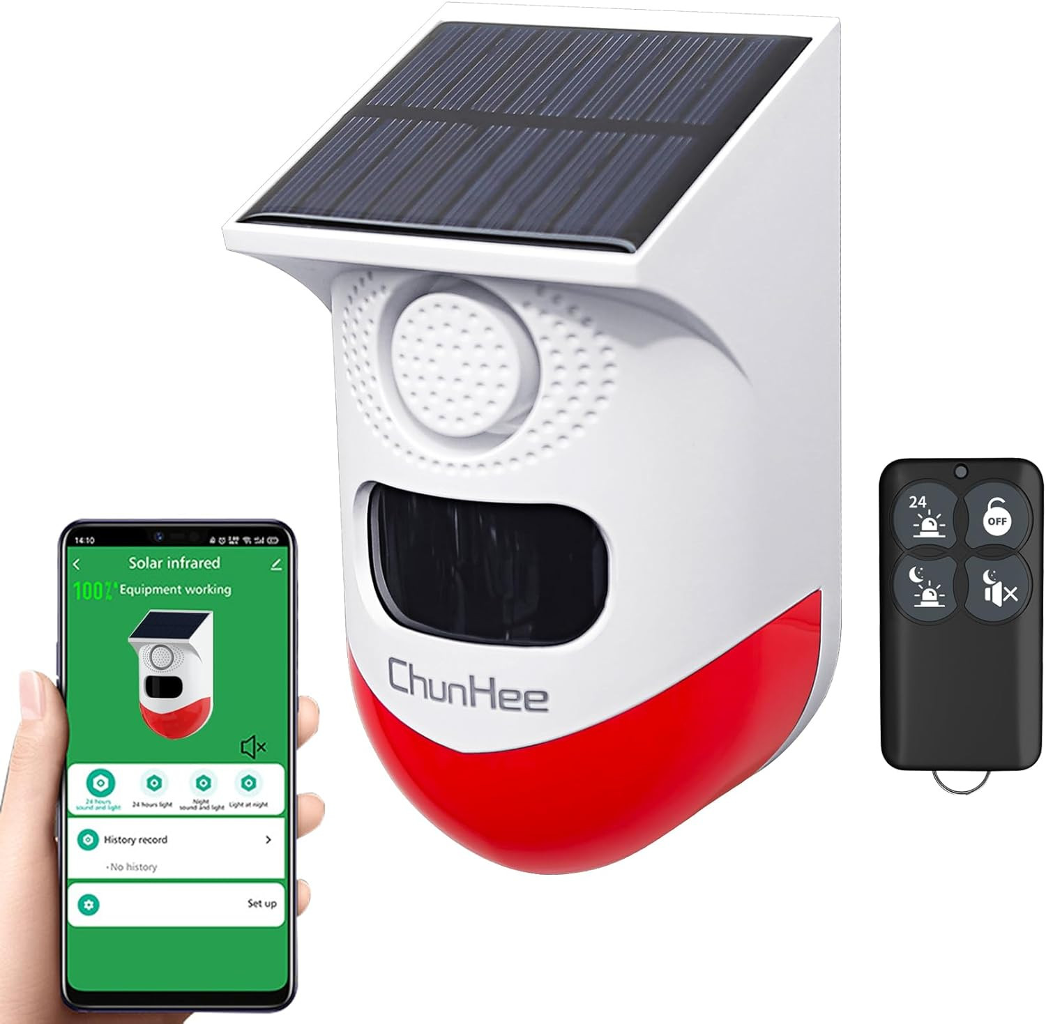 Wifi Motion Sensor Alarm Outdoor,2 Adjustable Sensitivity 130Db Sound Solar Secu