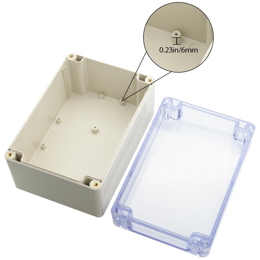 LeMotech ABS Plastic Junction Box Dustproof 6.3×4.3×3.5, Clear, Light Gray