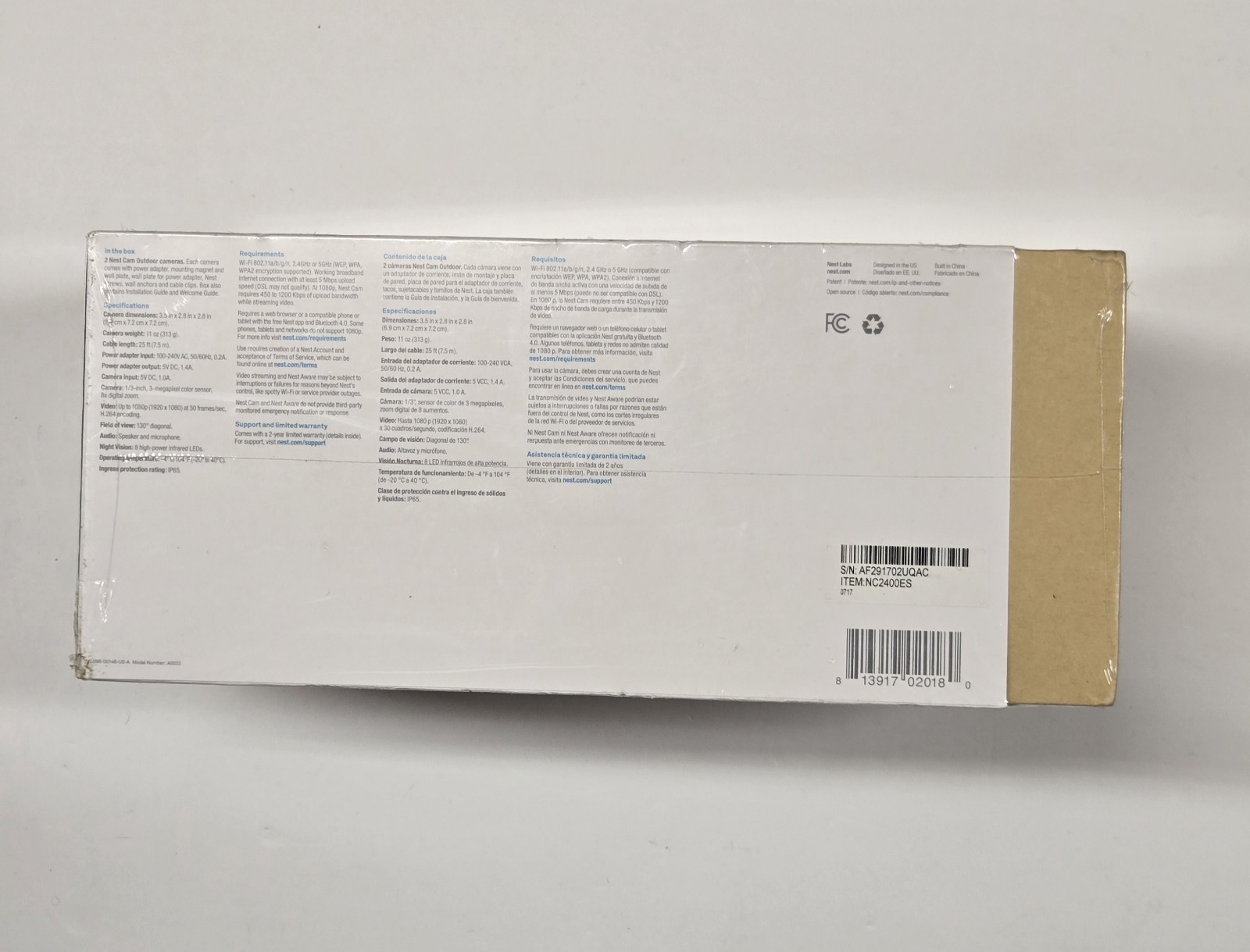 NEW SEALED Google Nest Camera NC2400ES Outdoor Security Camera – 2 Pack