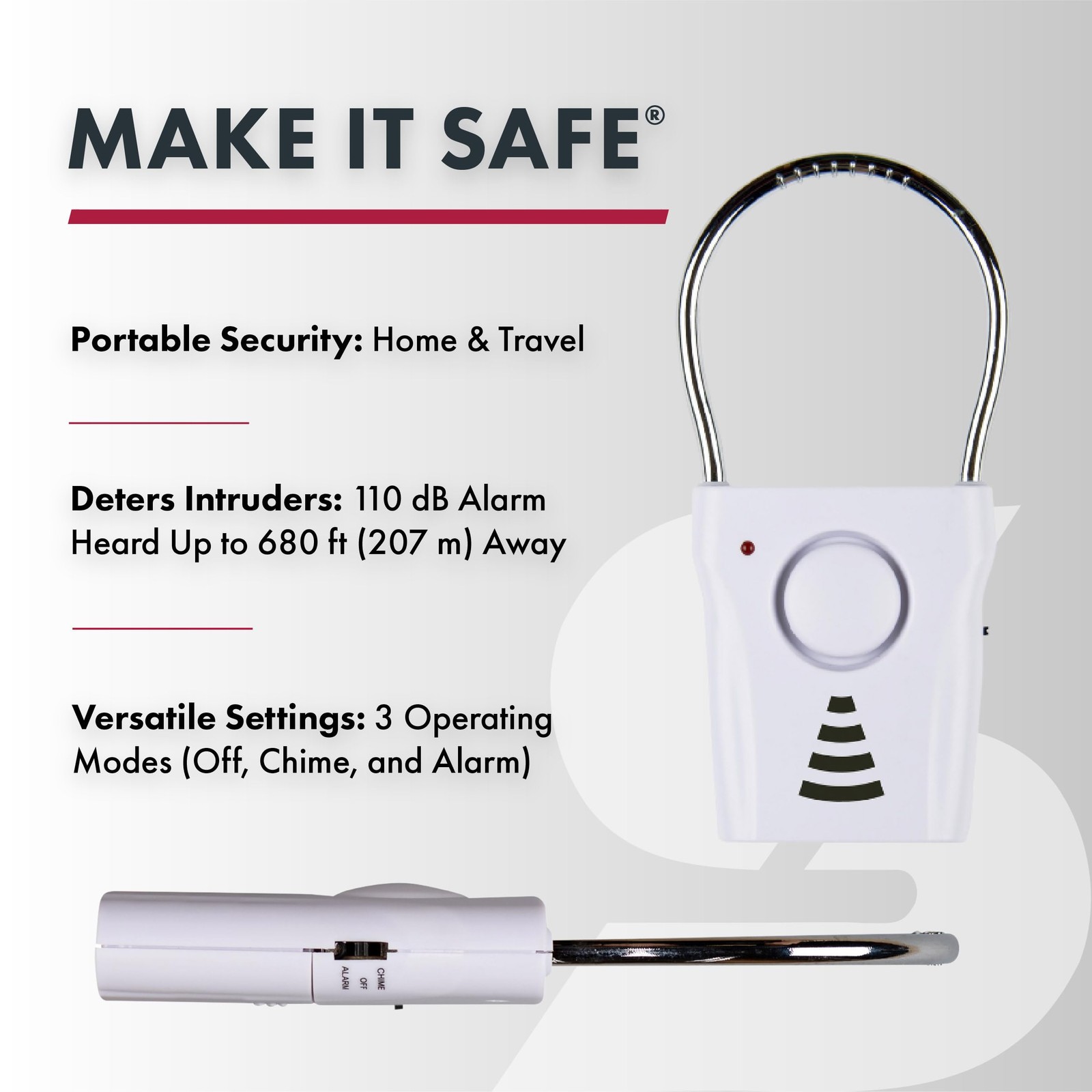 SABRE 110dB Door Handle Alarm One Size, color