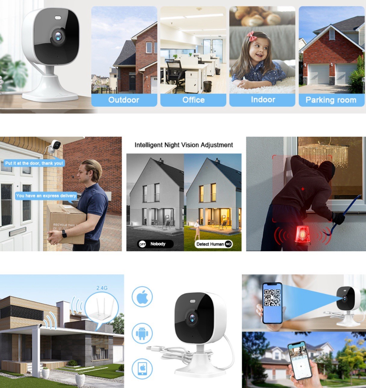 Finsui Smart Security Camera With Night Vision ~ Baby Monitor ~Motion Detection
