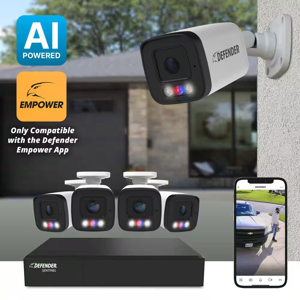 AI Powered Sentinel 4K Ultra HD Wired 8-Channel Poe NVR Security System, 4-Metal