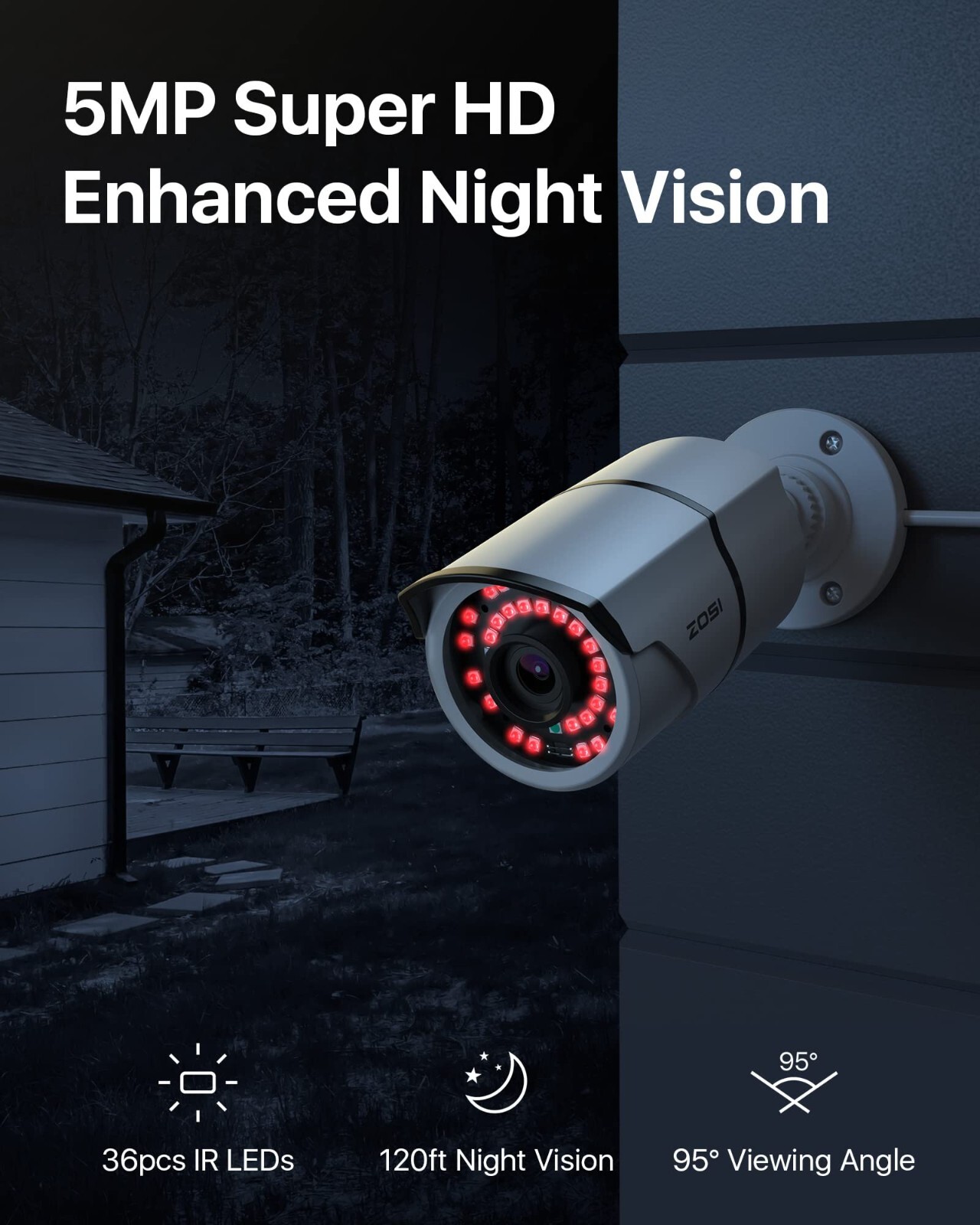 ZOSI 16 Channel 4K NVR 120ft Night Vision PoE IP Security Camera System 4TB HDD