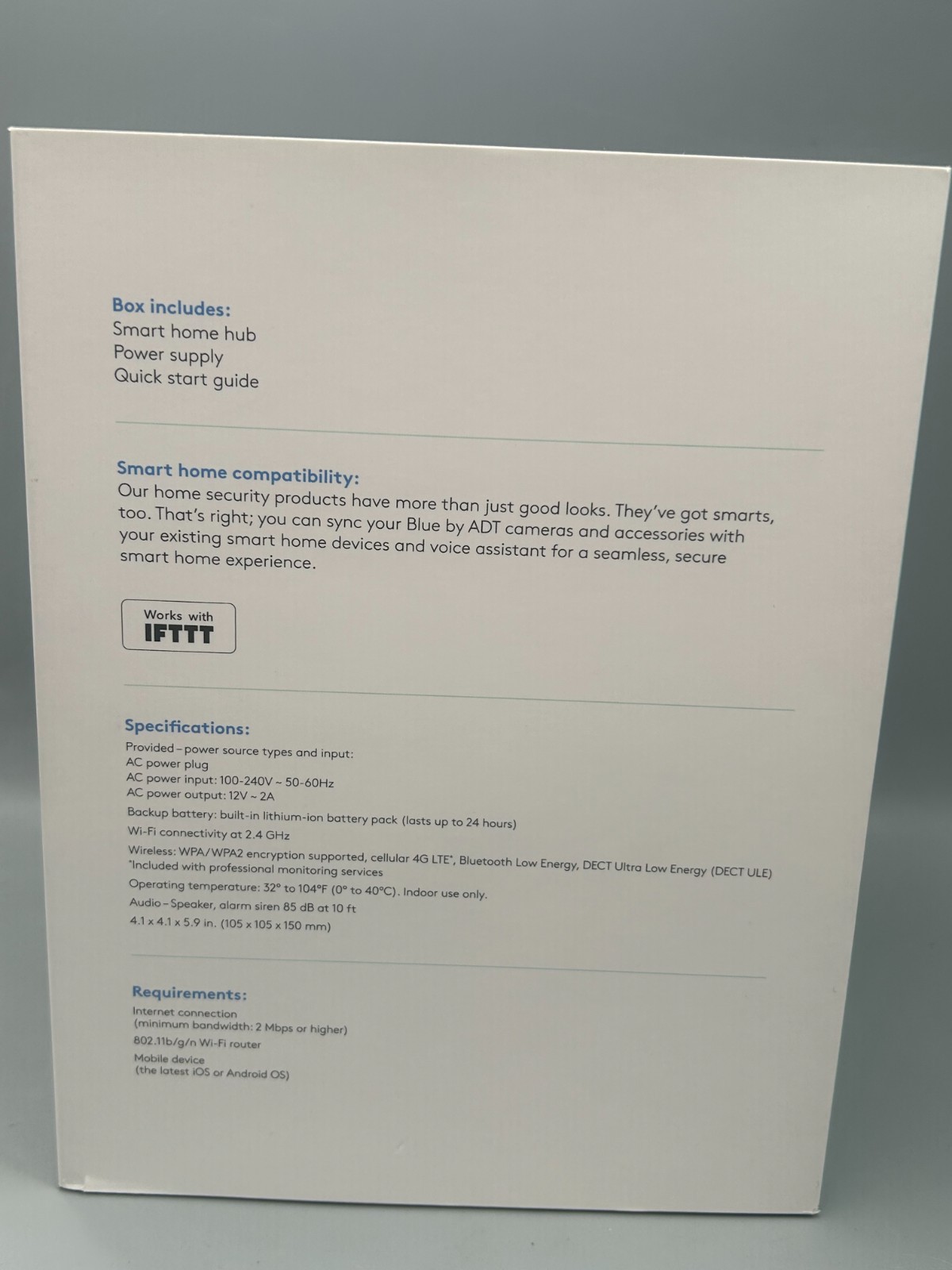 Blue ADT Smart Home Hub S40LR0-01 – Graphite – Sealed