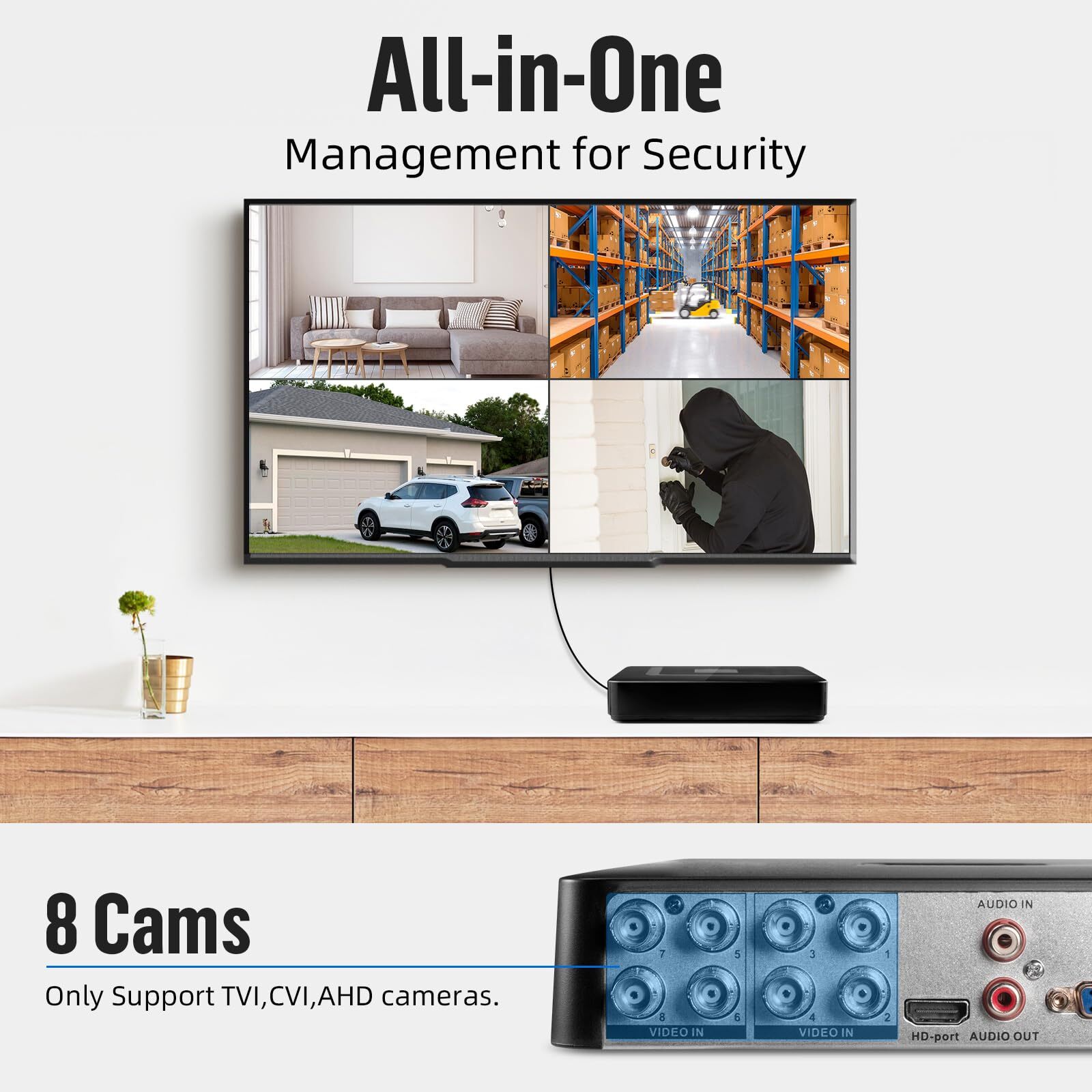 NEW 8CH 5MP Lite DVR 1080P Outdoor CCTV Security Camera System Kit Night Vision