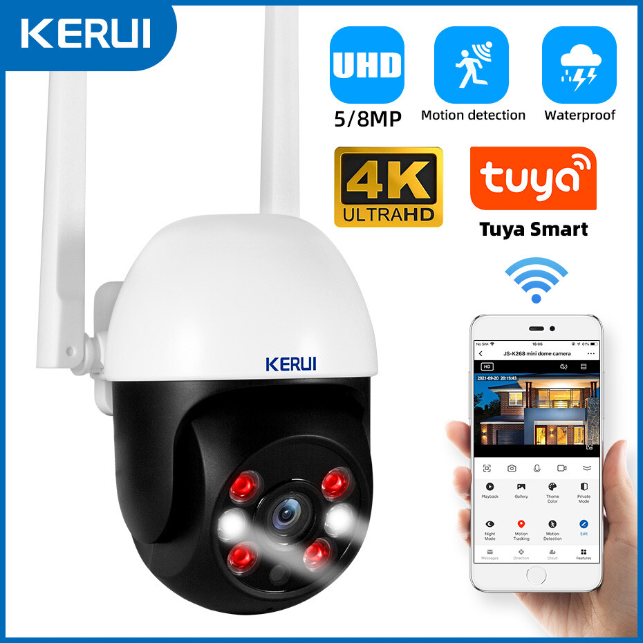KERUI 5MP 8MP 4K PTZ WiFi IP Wireless Camera Tuya Smart Outdoor Home Security