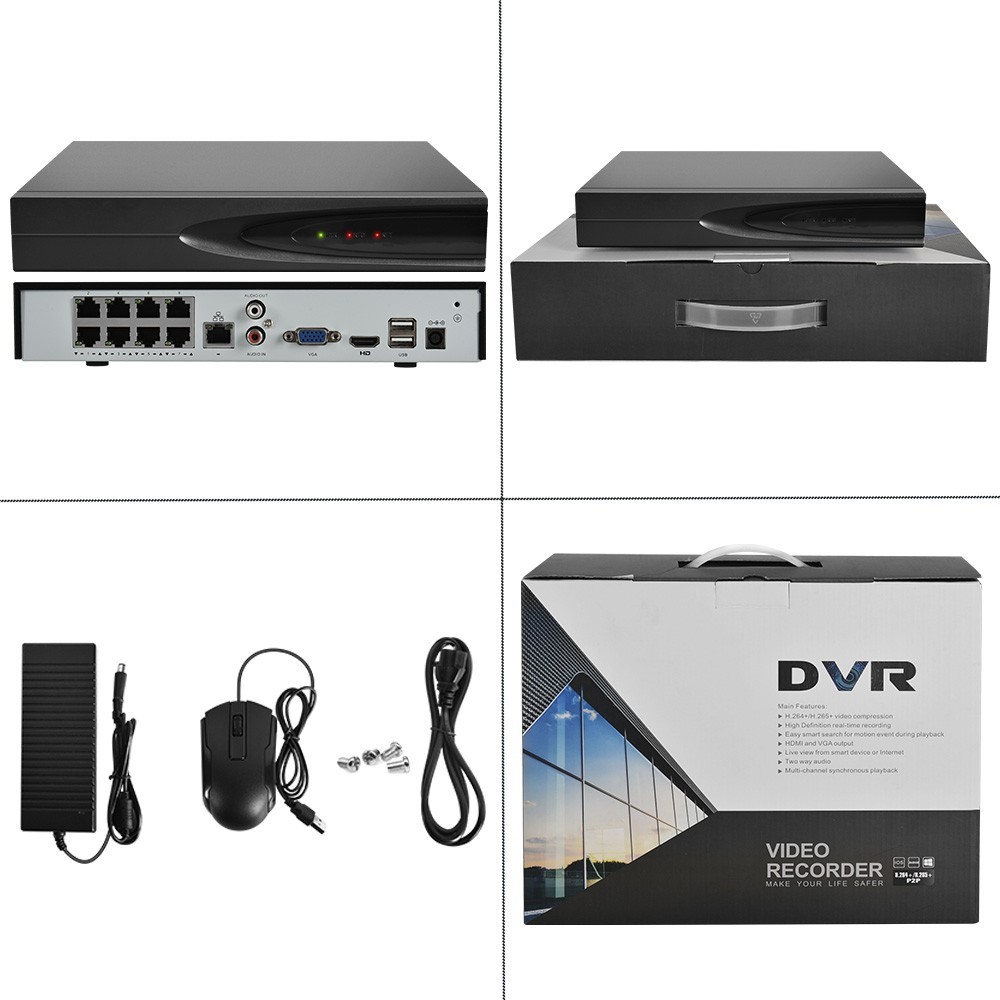 VIKYLIN 8CH NVR Systems 24h Full Color Turret POE 8MP IP Camera MIC Outdoor Lot