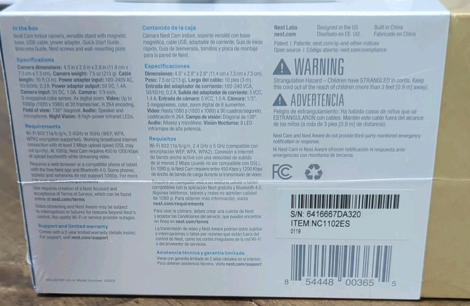 Google Nest Cam NC1102ES A0005 Indoor NEW-SEALED In Box