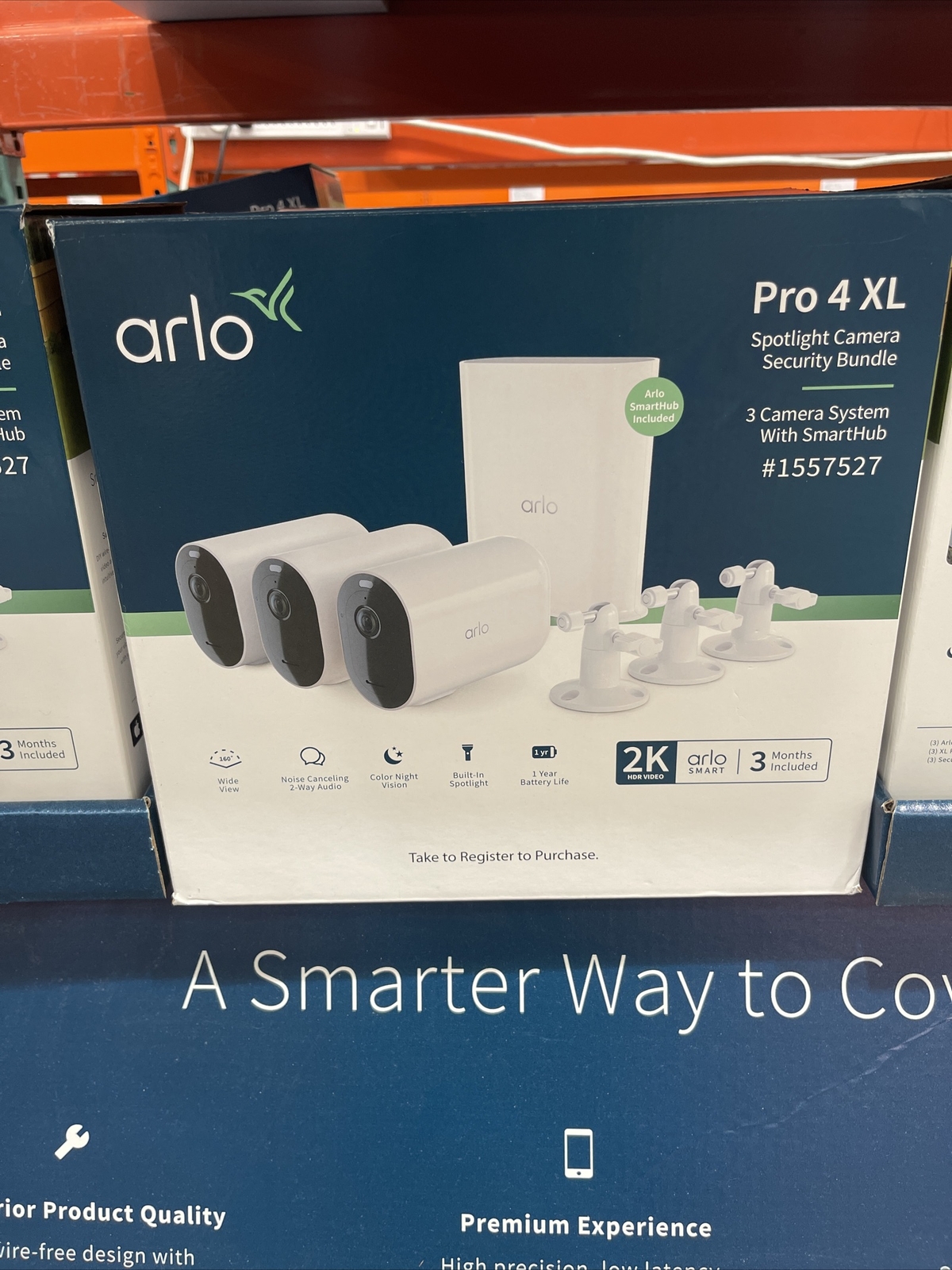 Arlo Pro 4 XL Spotlight 3 Cameras with Smart Hub Security Bundle VMS4352P-1CCNAS