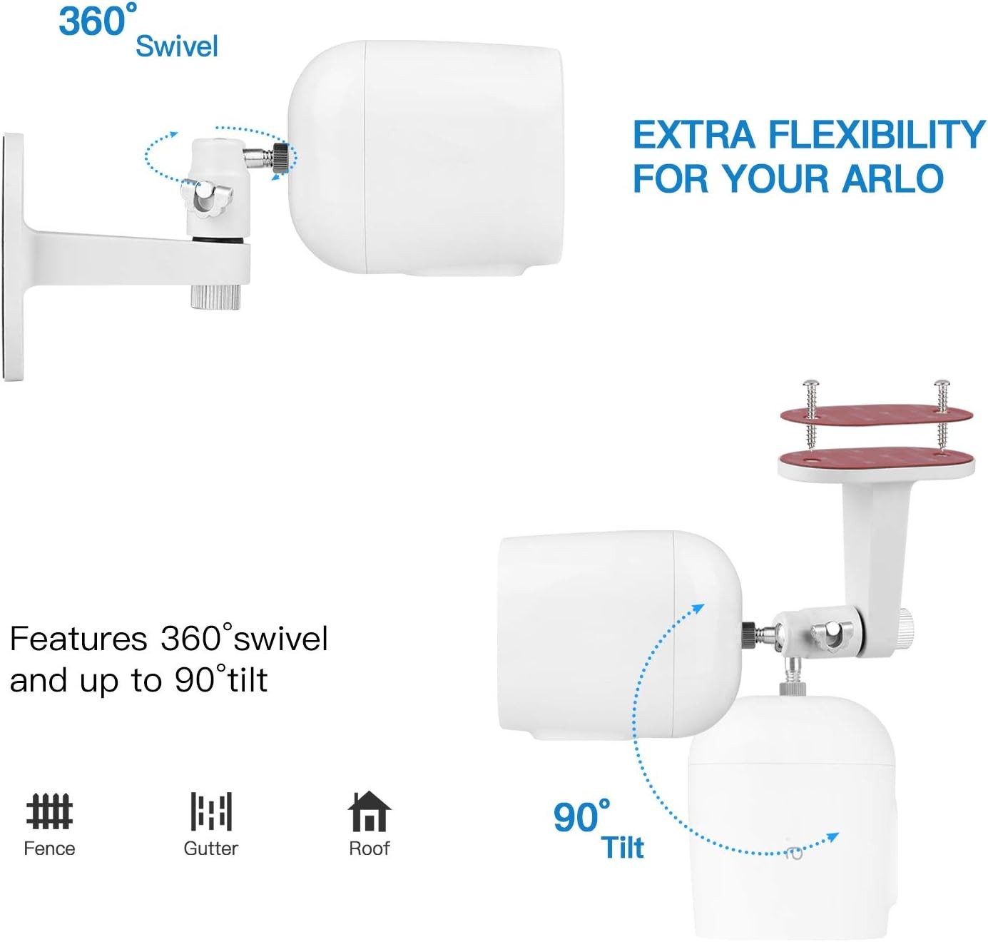 2Pack Security Wall Mount for Arlo Pro/Pro2/Pro3/Pro4/Ultra/Ultra2/Essential …
