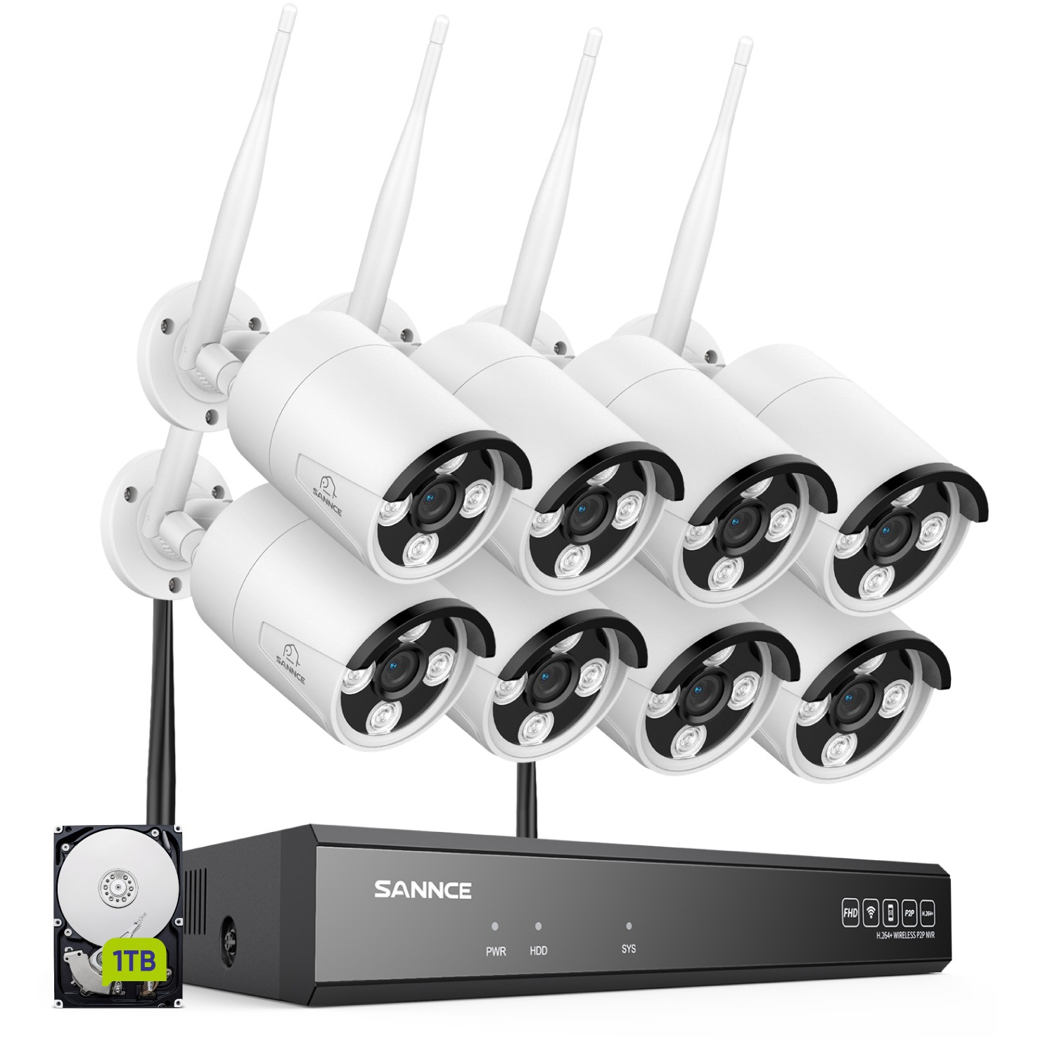 SANNCE 16CH 4K NVR 3MP Wireless AI Security Camera System WIFI Two Way Audio 1TB