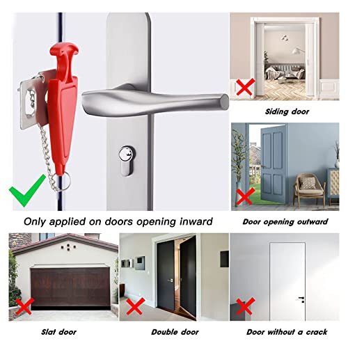 Door Stop Alarm & Portable Security Door Lock Set for Travel Hotel Room Home