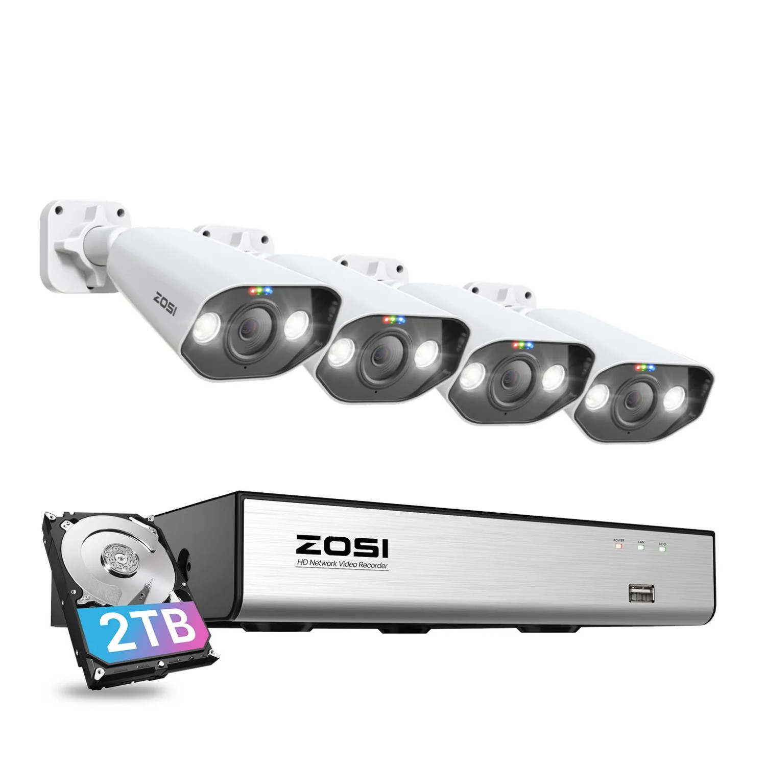 ZOSI 8MP 8CH NVR 5MP POE Security Camera System PT AI Track AI Face/Car Detect