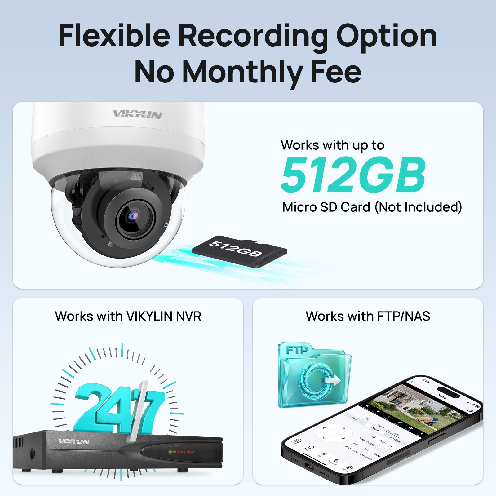 VIKYLIN SmartFind 8POE 16CH NVR CCTV 5XZoom IR Light 8MP Security Camera Kit Lot
