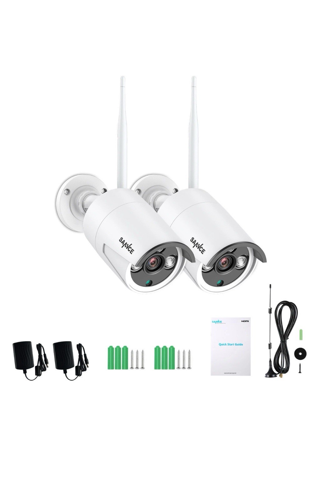 SANNCE 2x 3MP Two Way Audio Wireless Security Camera IP Network IR Night Vision