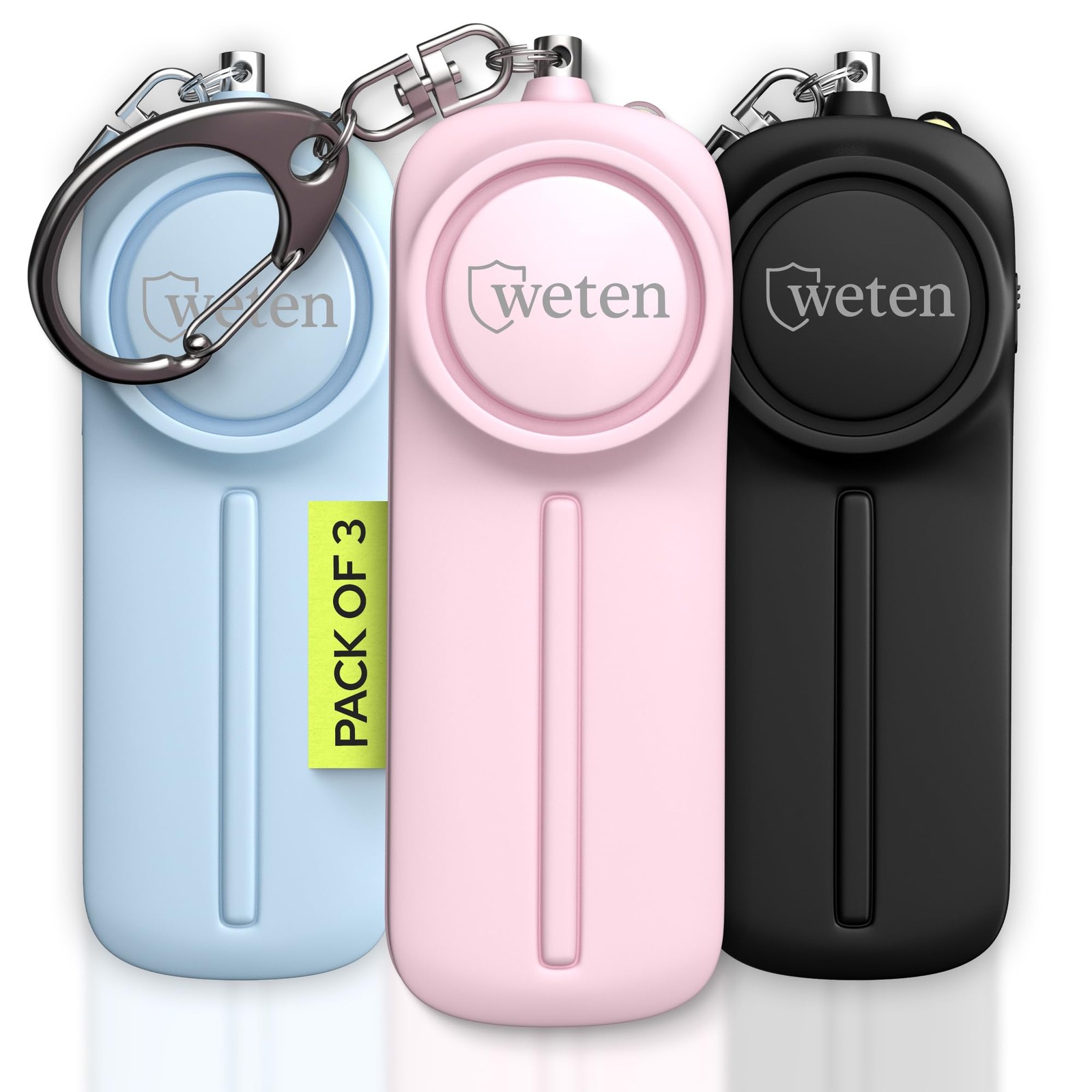 Personal Safety Alarm Keychain – 3 Pack 130dB Siren, LED Light, Panic Pin – C…