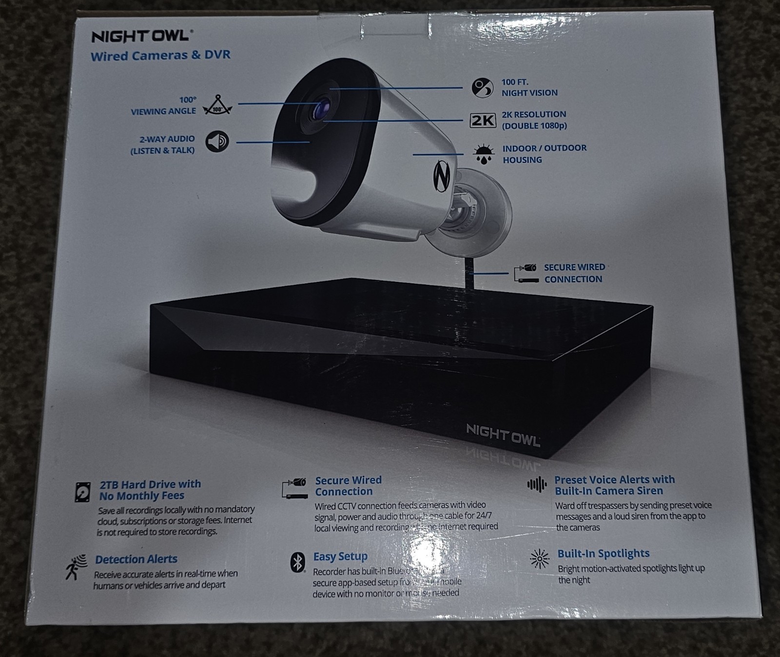 Night Owl 12-Channel 2K Wired DVR Security Camera System with 2 TB Hard Drive –