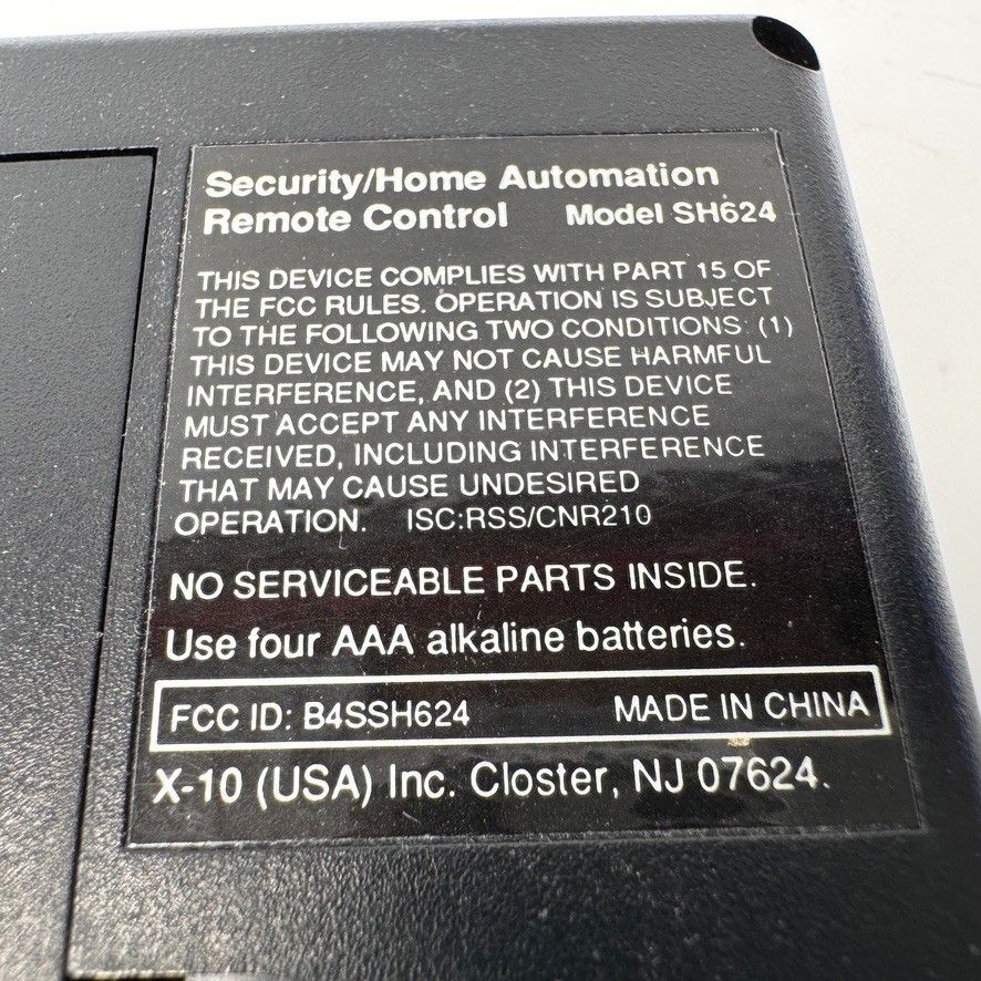 X-10 Powerhouse Remote Security System Alarm SH624 Universal Remote Control