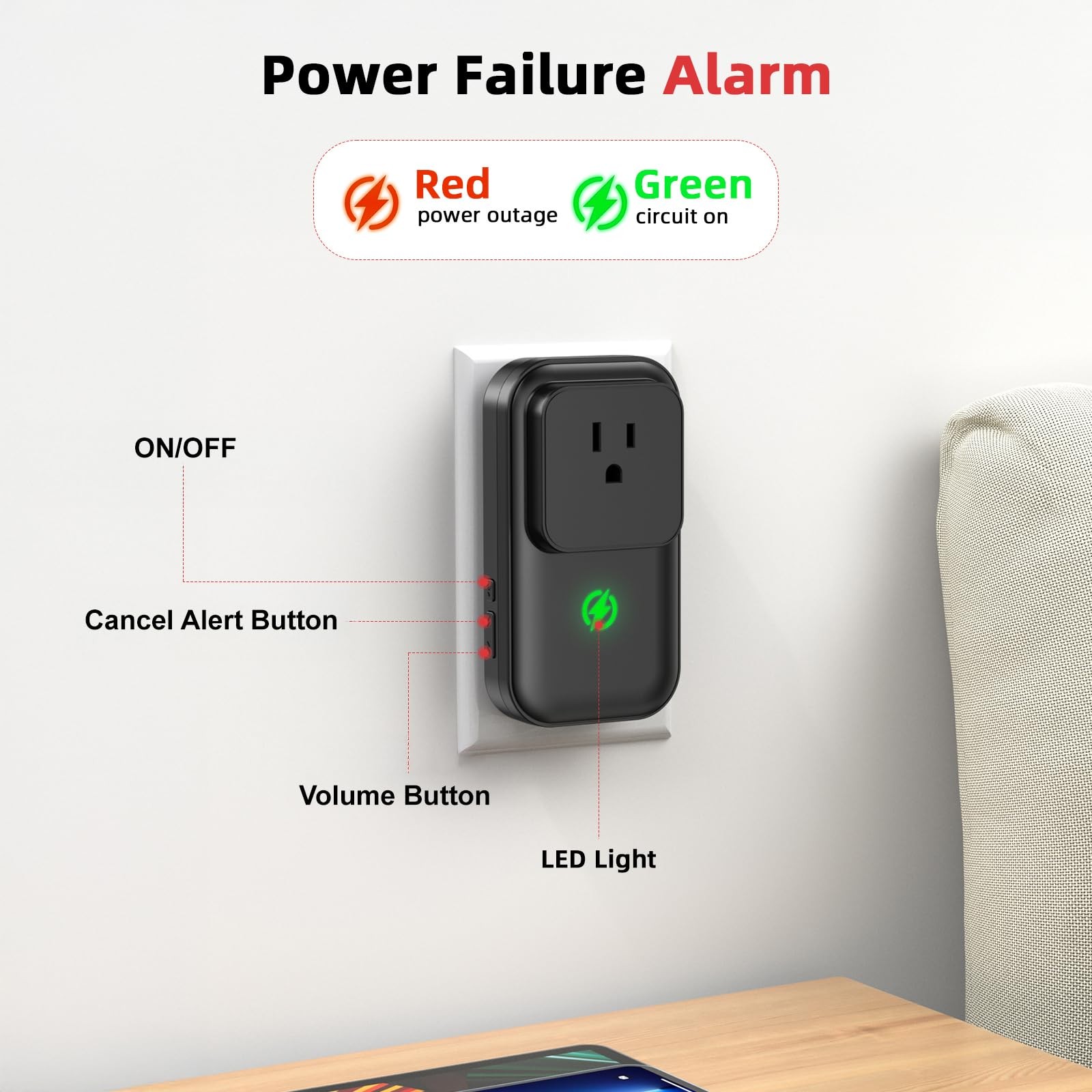 1 PCS Power Outage Freezer Failure Alarm 110dB Alert Detector Refrigerator