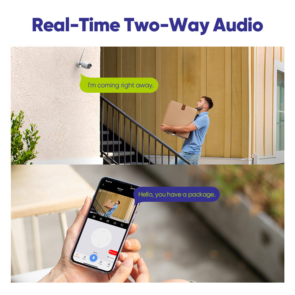 SANNCE 2x Wireless 3MP Outdoor Security IP Camera Two Way Audio for N48WHE NVR