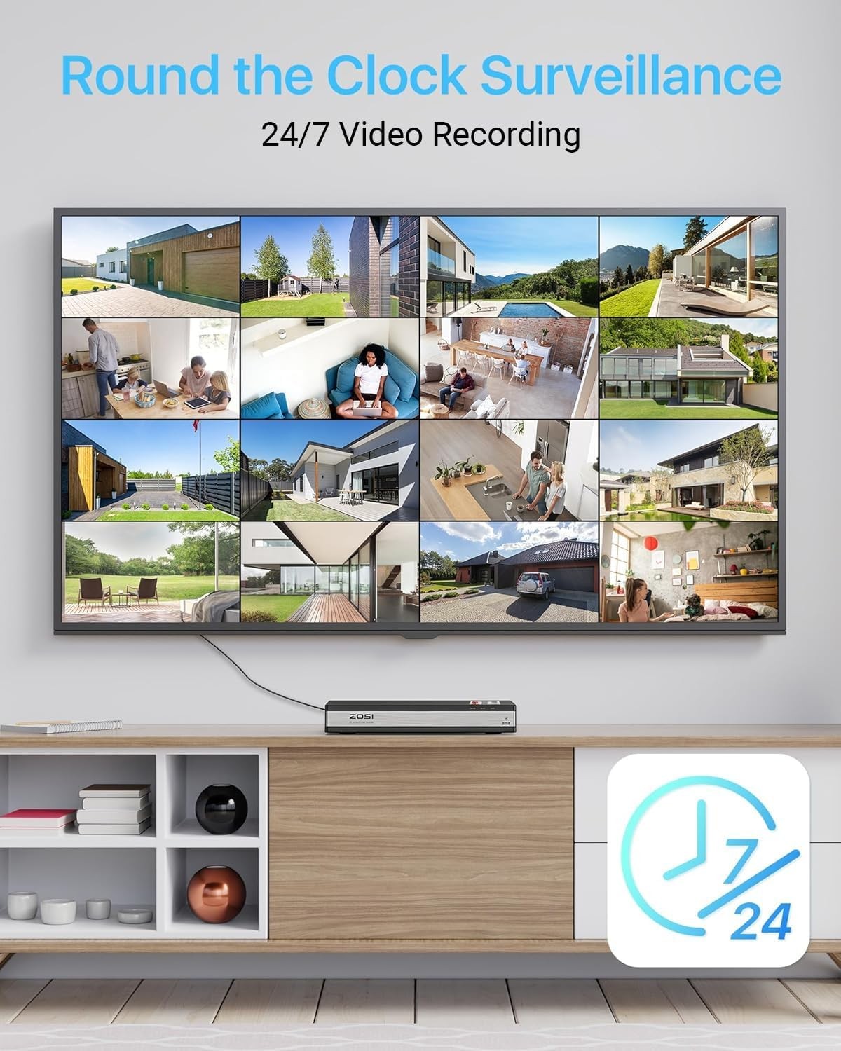 ZOSI 4K NVR PoE Security Camera System 5MP Outdoor IP Camera 120ft Night Vision