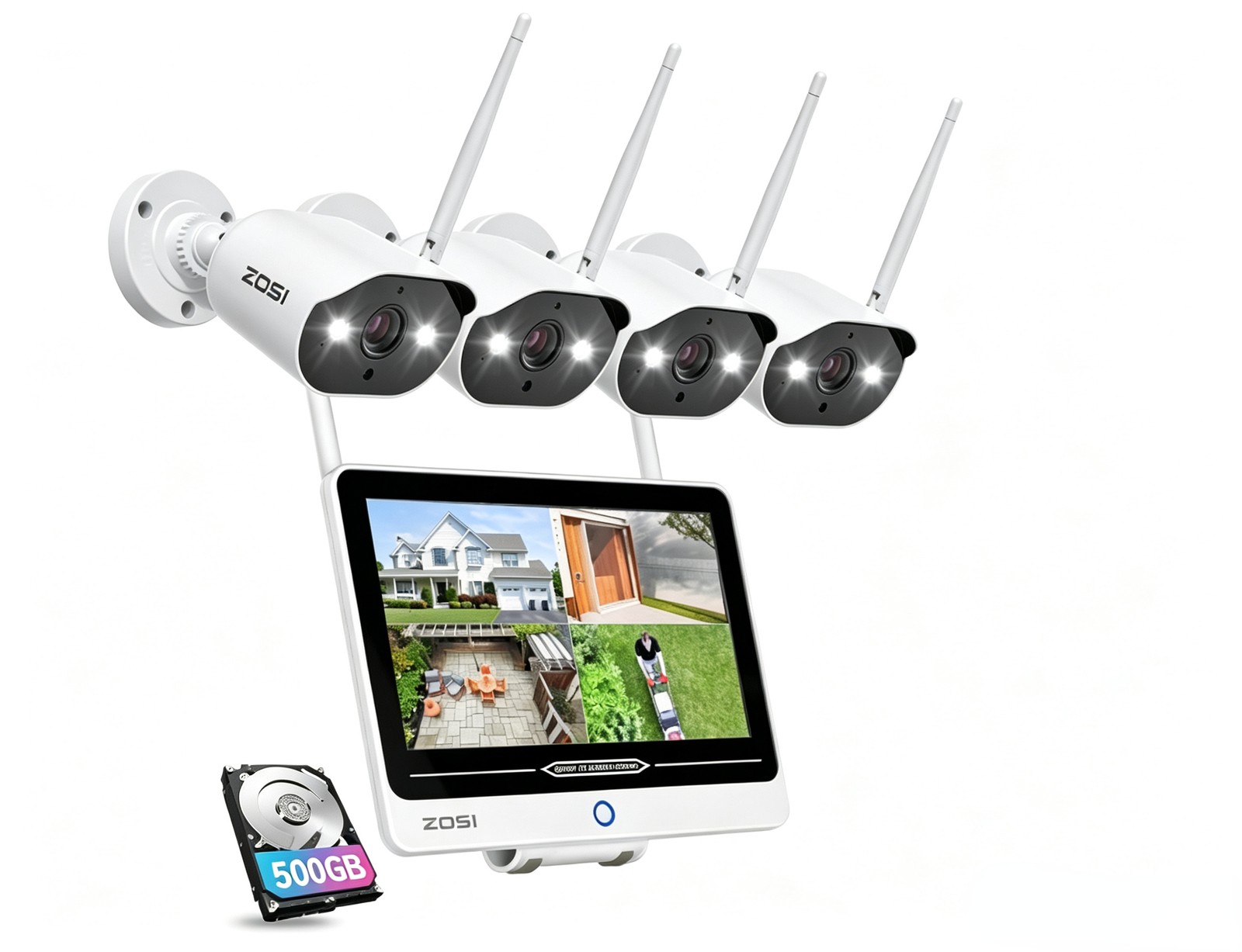 ZOSI 2K 8CH WiFi Security 3MP Camera Home System 12.5″ LCD Monitor Outdoor HDD