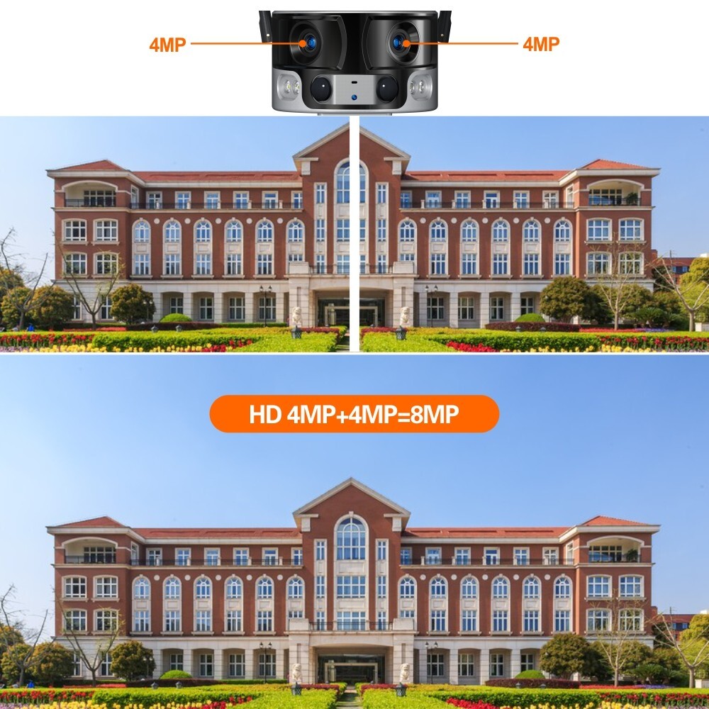 4K 8MP 180° Ultra Wide View Angle 4G Solar Security Camera Outdoor WIFI