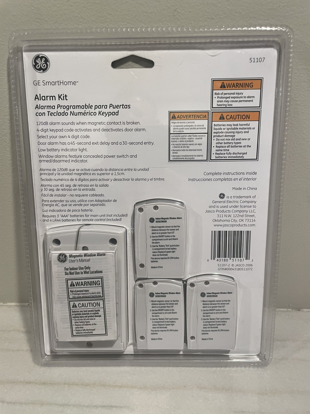 GE Personal Security Alarm Kit #51107 – Window or Door Alarm – New in Package