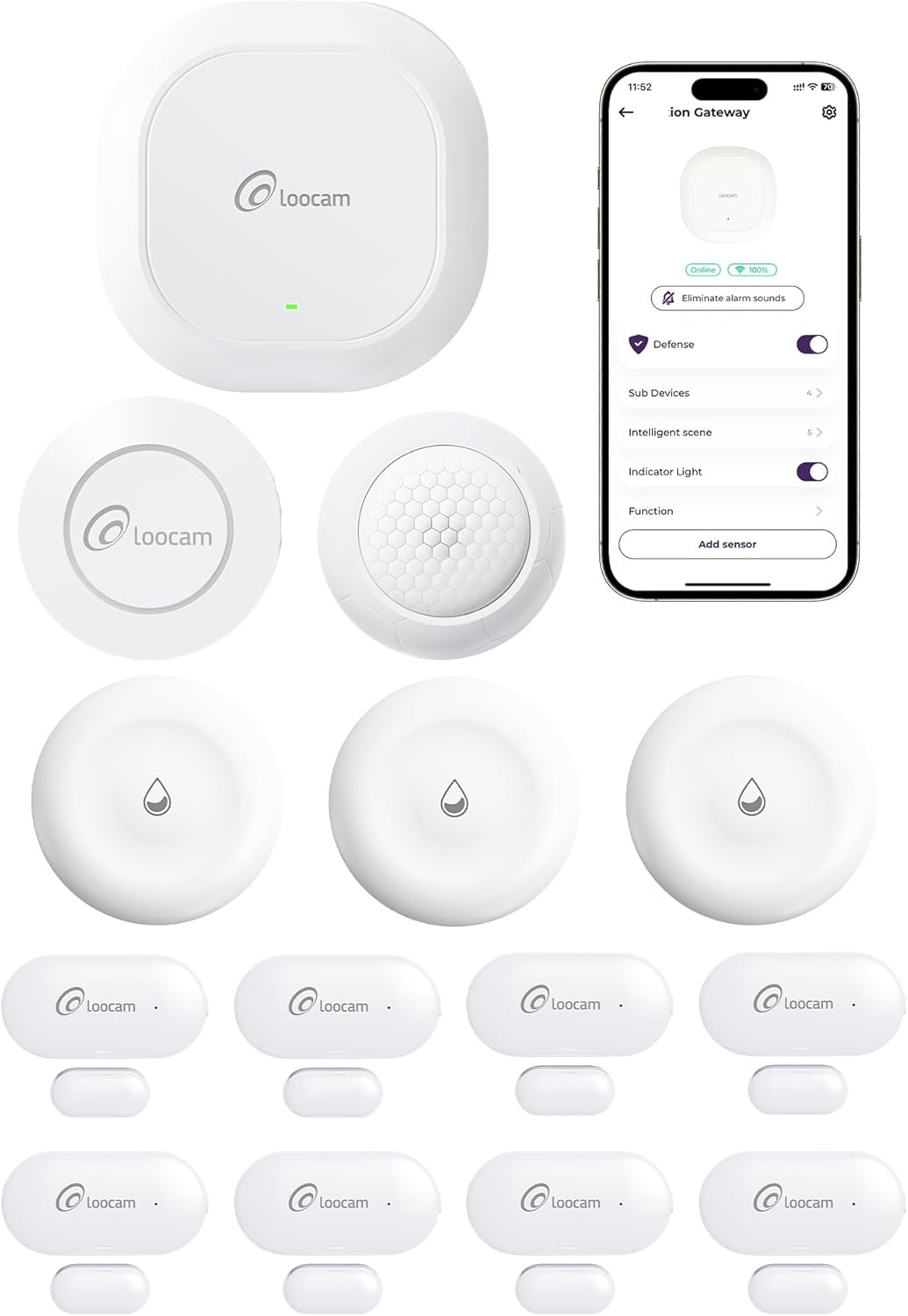 Wireless Home Security System 14 Pieces House Alarm for Apartment, 1 Zigbee Hub,