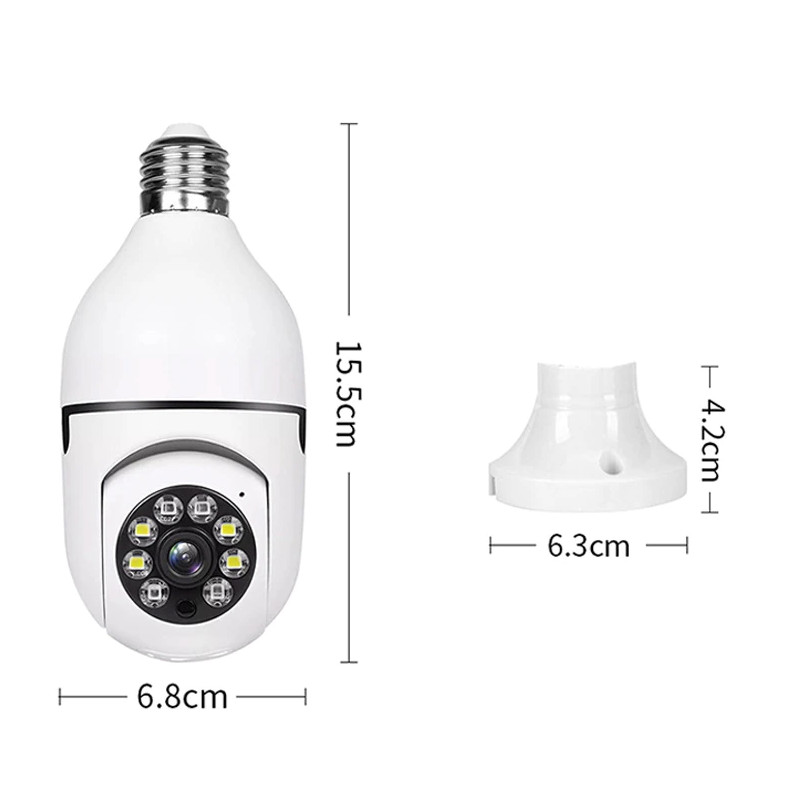 360° Panoramic WiFi IR IP E27 Light Bulb Camera 1080P Night Smart Home Wireless