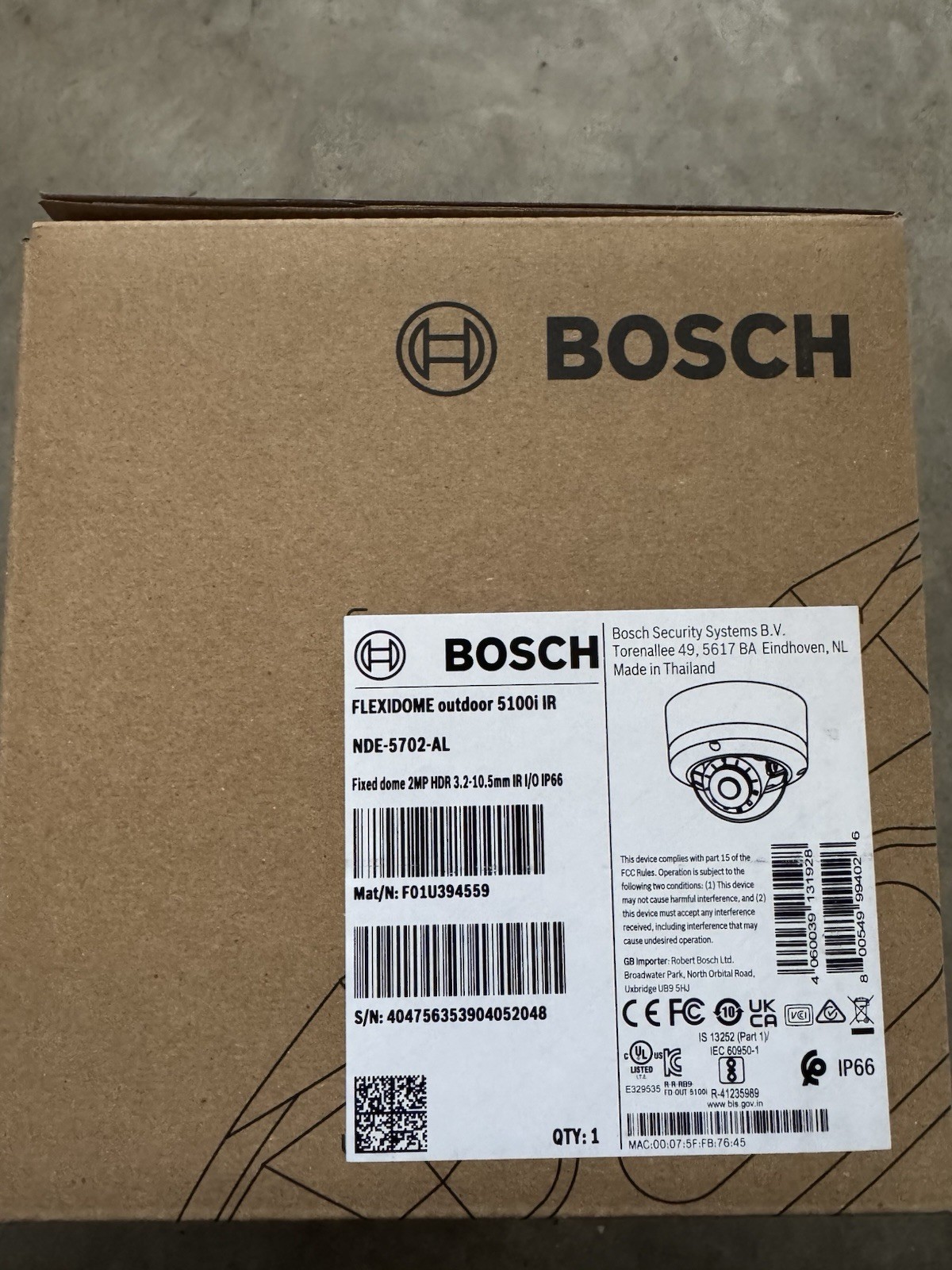 Bosch FLEXIDOME outdoor 5100i IR Dome Camera Wired Outdoor 1pc NDE-5702-AL