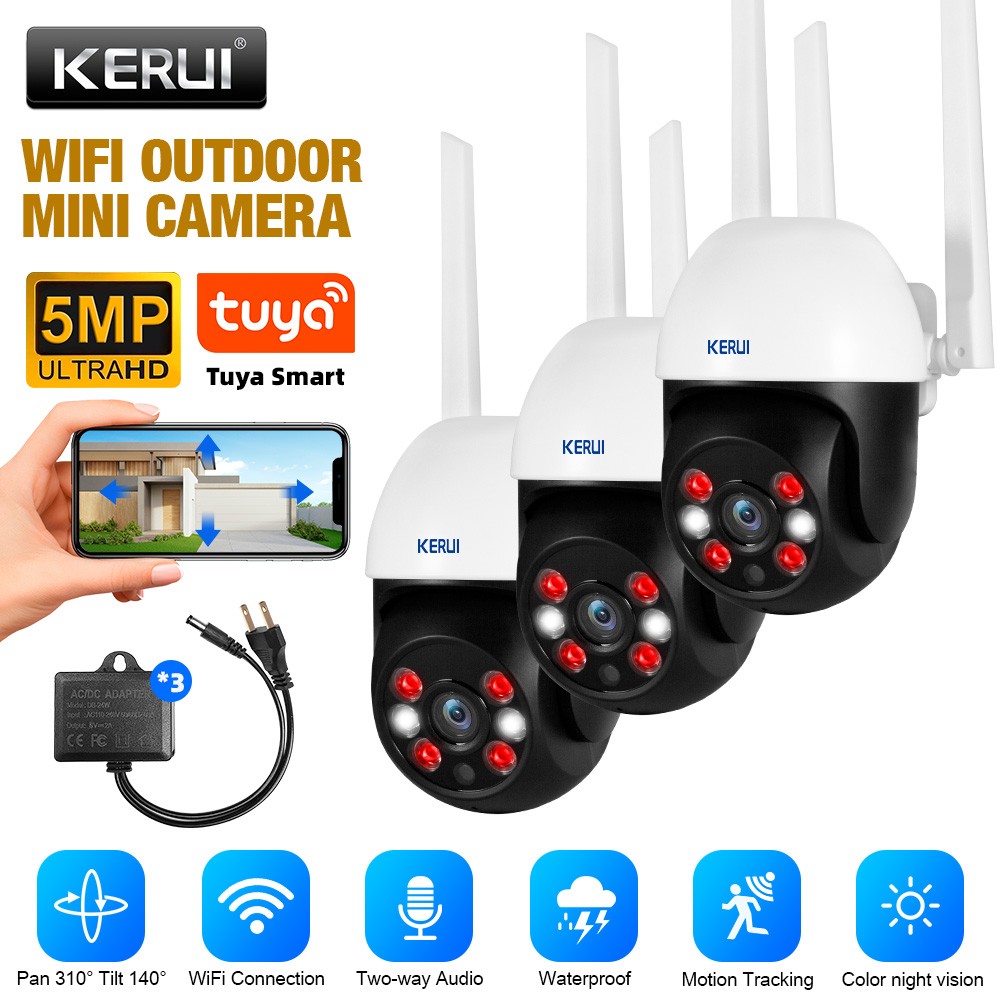 3Set 5MP Ultra HD WiFi Camera 6 LED Fill Light Indoor Outdoor Home Security