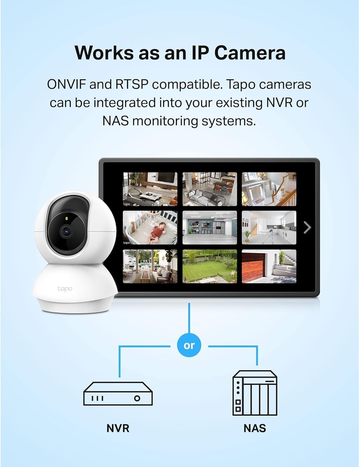 TP-Link Tapo Pan/Tilt Security Camera for Baby 1 Count (Pack of 1), White