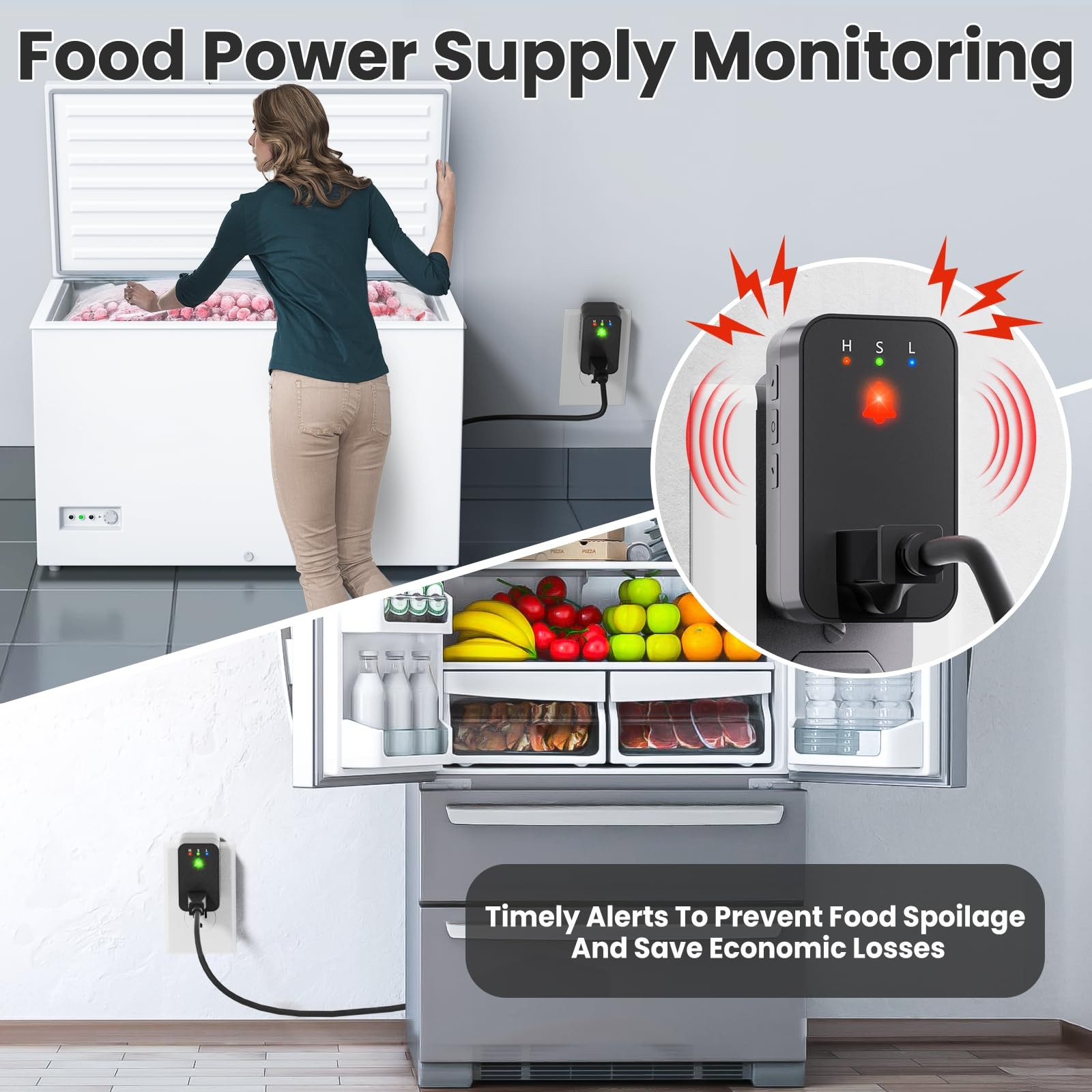 Smart WiFi Power Outage Alarm Fridge Freezer Sump Pump Alert 110dB App