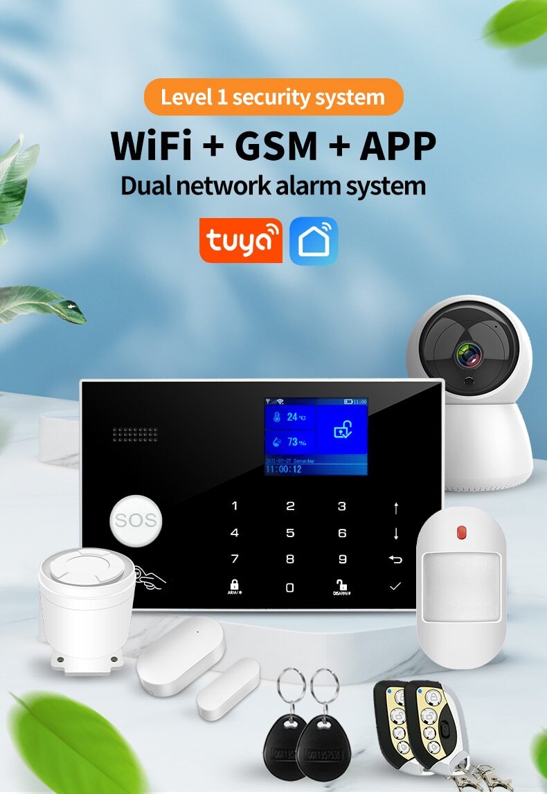 Sistema de Alarma para Casa Security Alarm System Wireless WIFI GSM Alexa Google