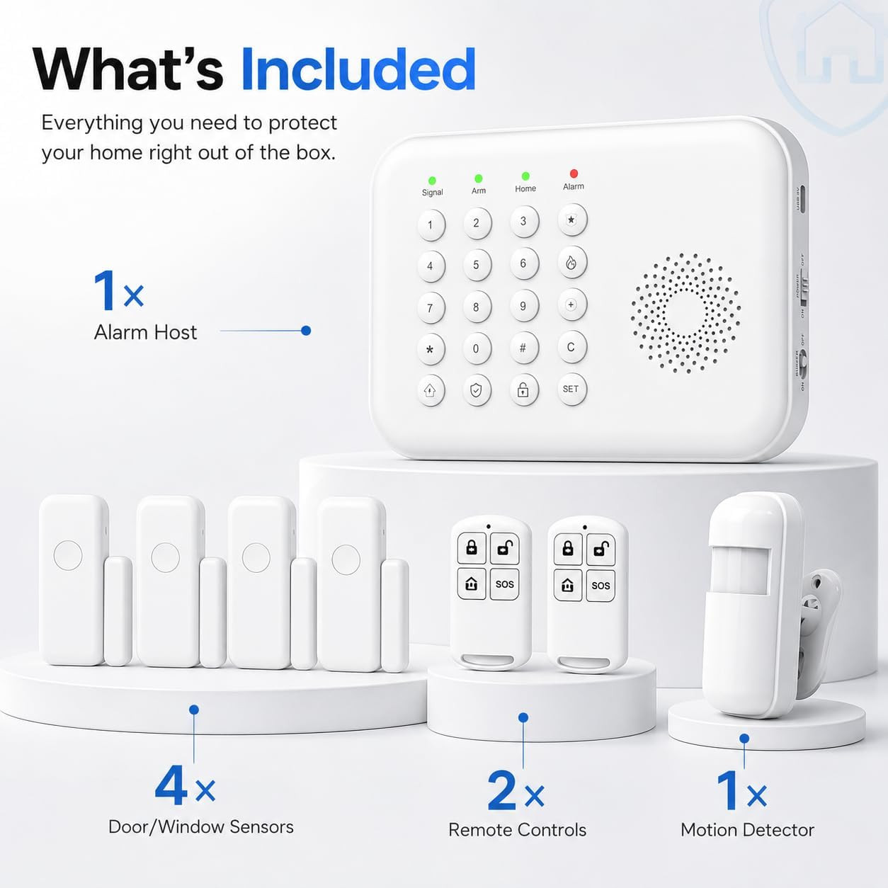 Wireless Home Security System for House & Apartment, 8-Piece DIY Alarm Kit with