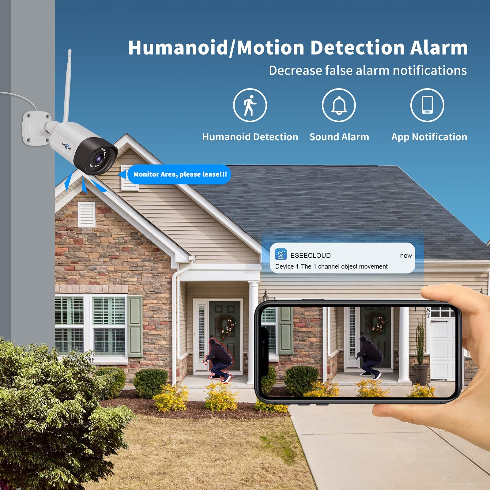 Hiseeu 5MP Security Camera Wireless Outdoor Compatible NVR System Home Security